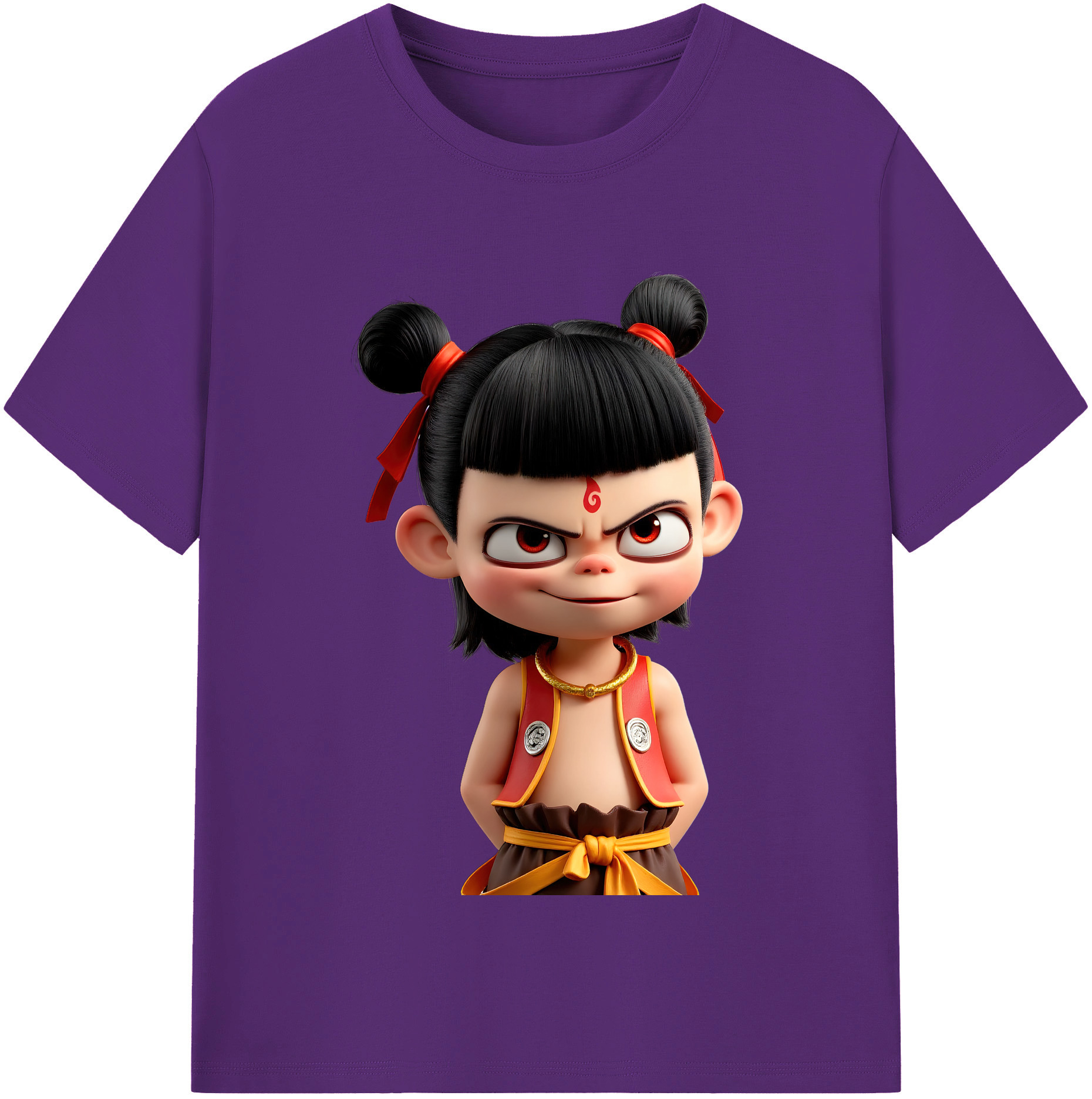 （画像用） Ne Zha 2 ナタ 魔童の大暴れ 綿100％半袖Tシャツ（フロントプリント）