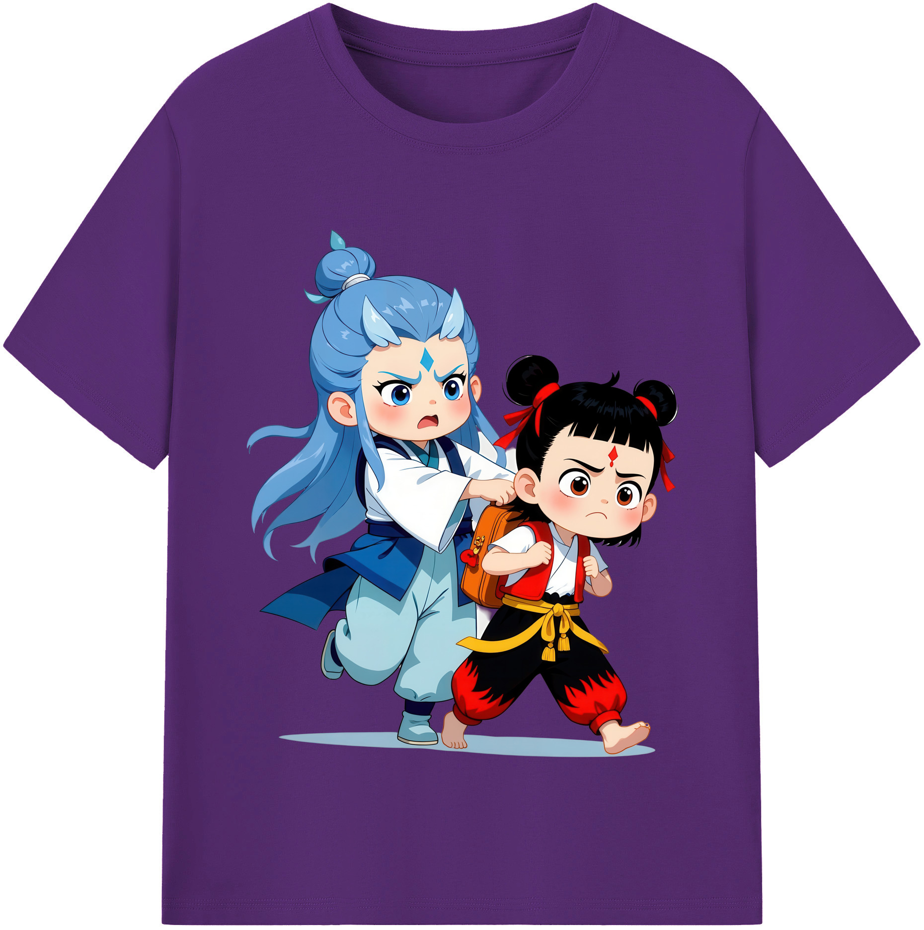 （画像用） Ne Zha 2 ナタ 魔童の大暴れ 綿100％半袖Tシャツ（フロントプリント）