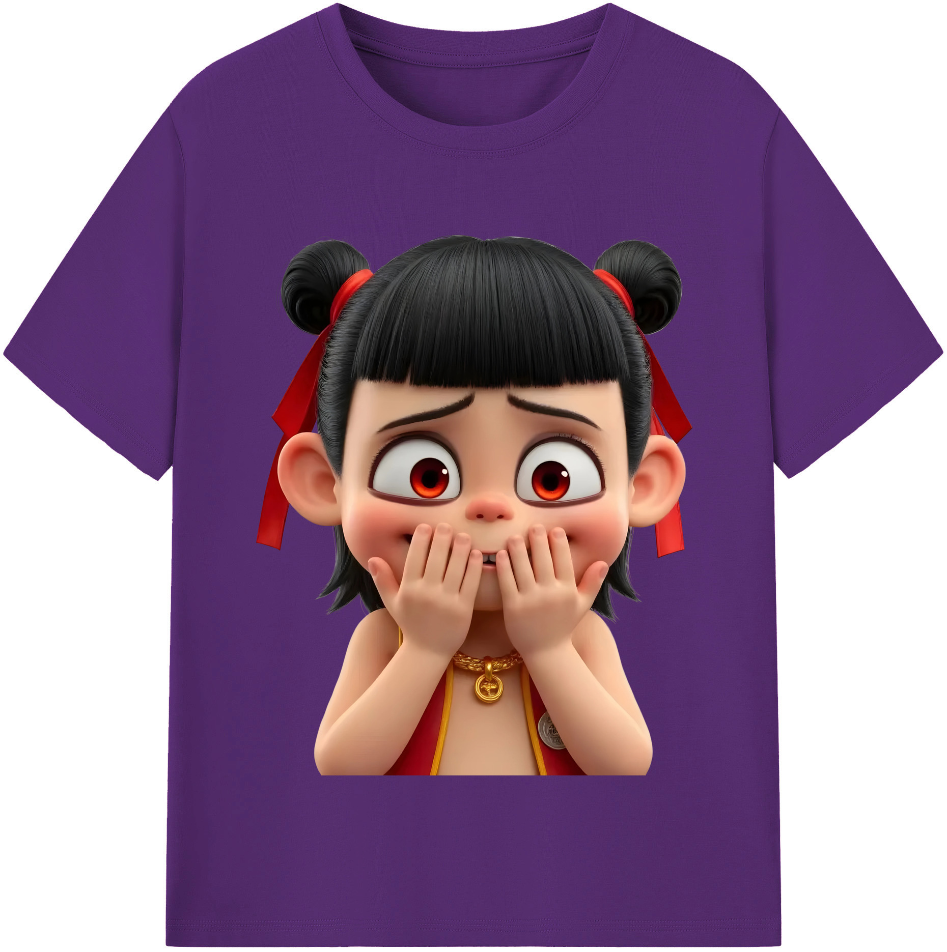 （画像用） Ne Zha 2 ナタ 魔童の大暴れ 綿100％半袖Tシャツ（フロントプリント）