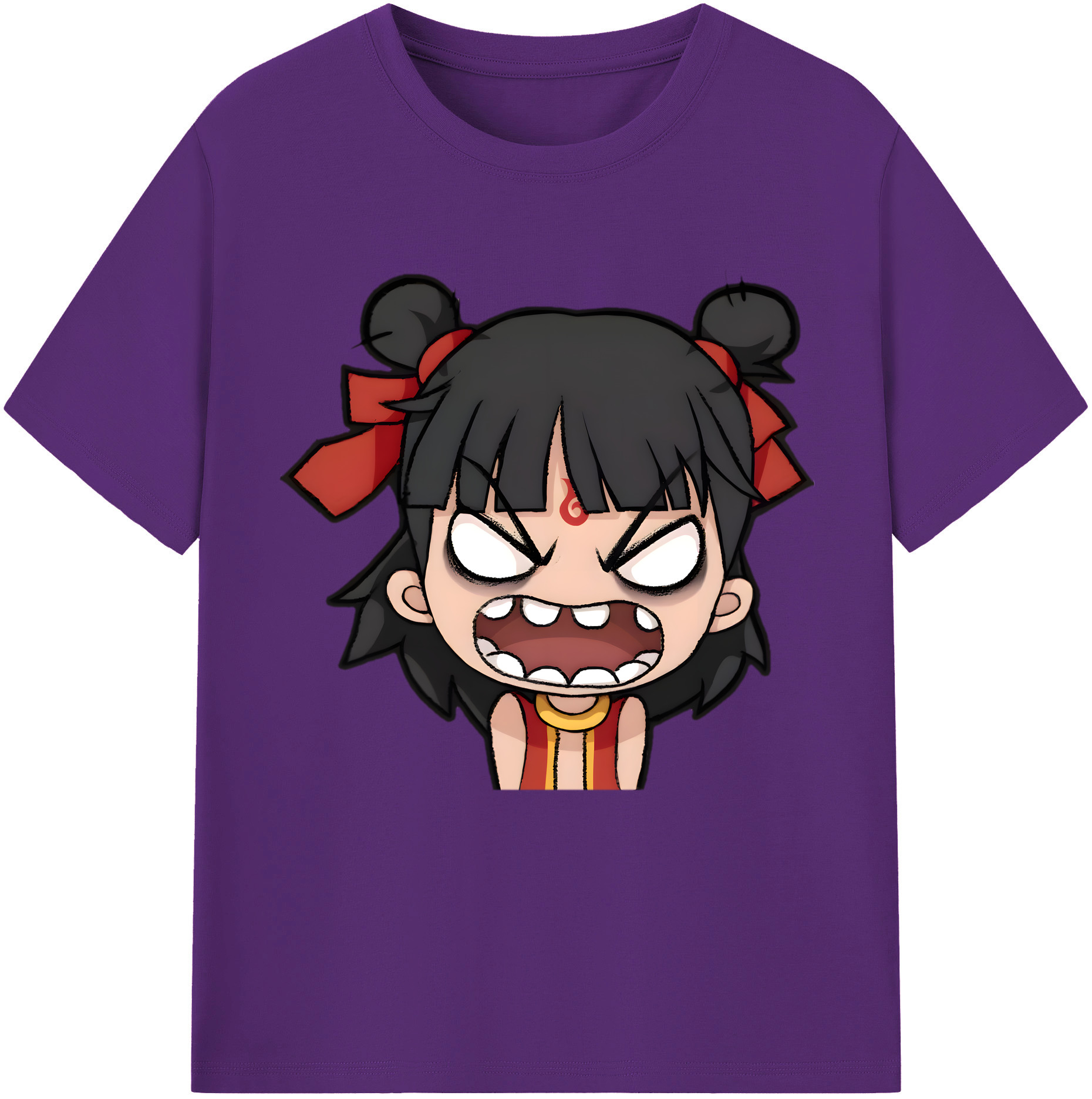 （画像用） Ne Zha 2 ナタ 魔童の大暴れ 綿100％半袖Tシャツ（フロントプリント）