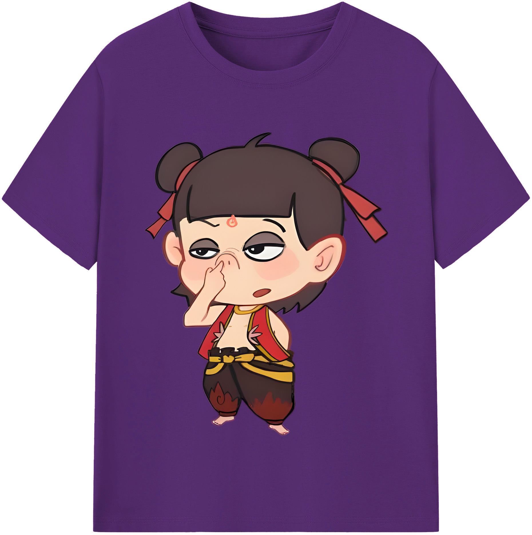 （画像用） Ne Zha 2 ナタ 魔童の大暴れ 綿100％半袖Tシャツ（フロントプリント）