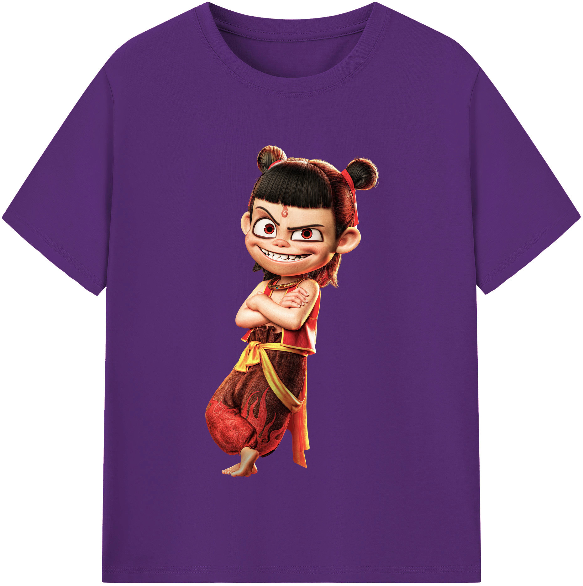 （画像用） Ne Zha 2 ナタ 魔童の大暴れ 綿100％半袖Tシャツ（フロントプリント）