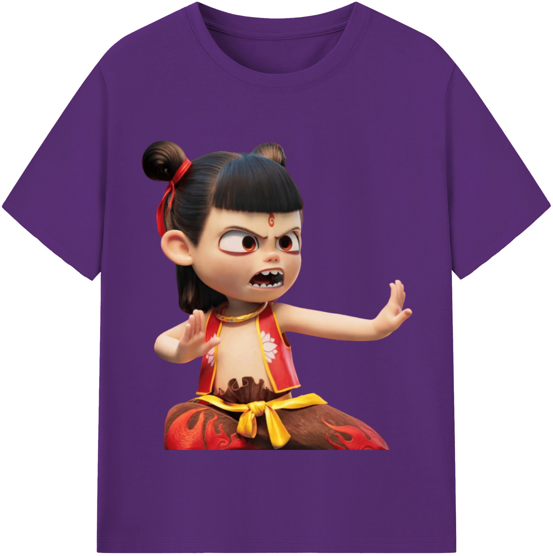 （画像用） Ne Zha 2 ナタ 魔童の大暴れ 綿100％半袖Tシャツ（フロントプリント）