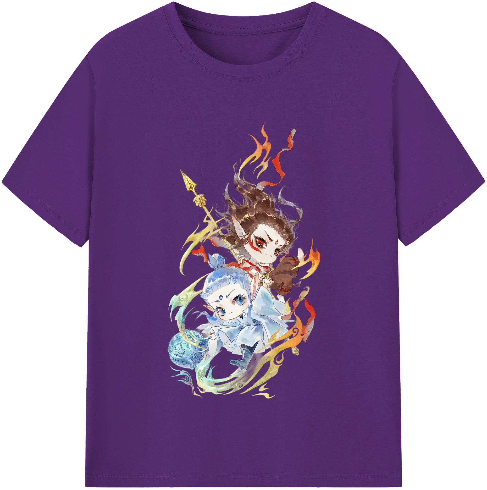 （画像用） Ne Zha 2 ナタ 魔童の大暴れ 綿100％半袖Tシャツ（フロントプリント）