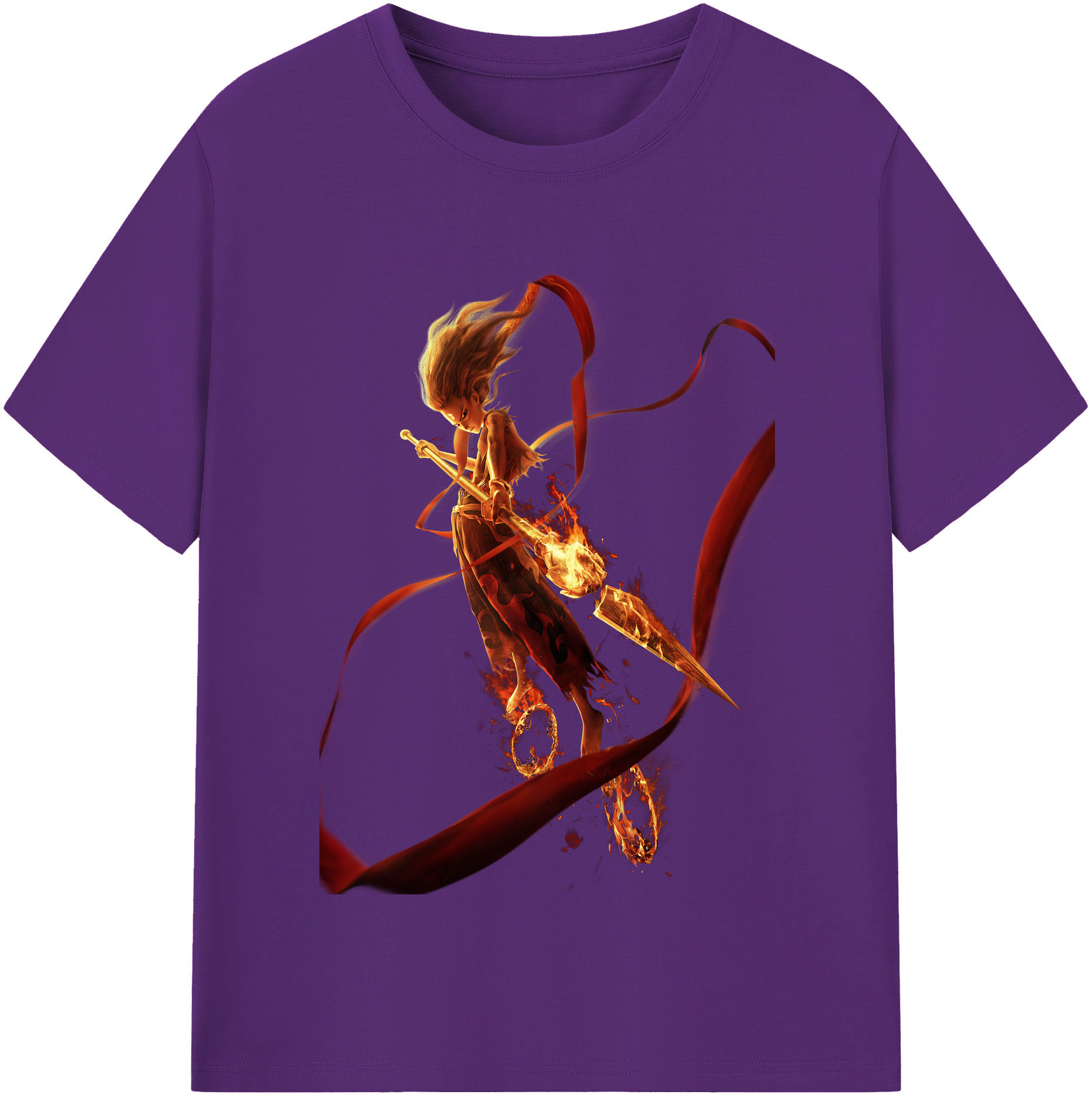 （画像用） Ne Zha 2 ナタ 魔童の大暴れ 綿100％半袖Tシャツ（フロントプリント）