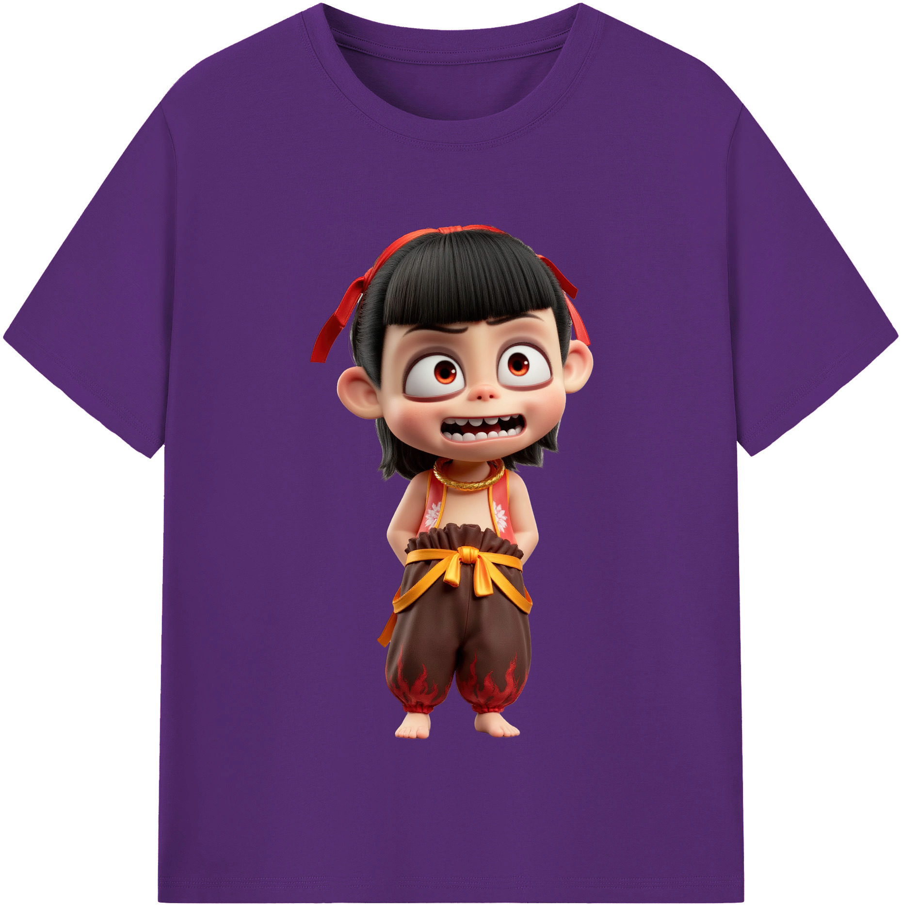 （画像用） Ne Zha 2 ナタ 魔童の大暴れ 綿100％半袖Tシャツ（フロントプリント）