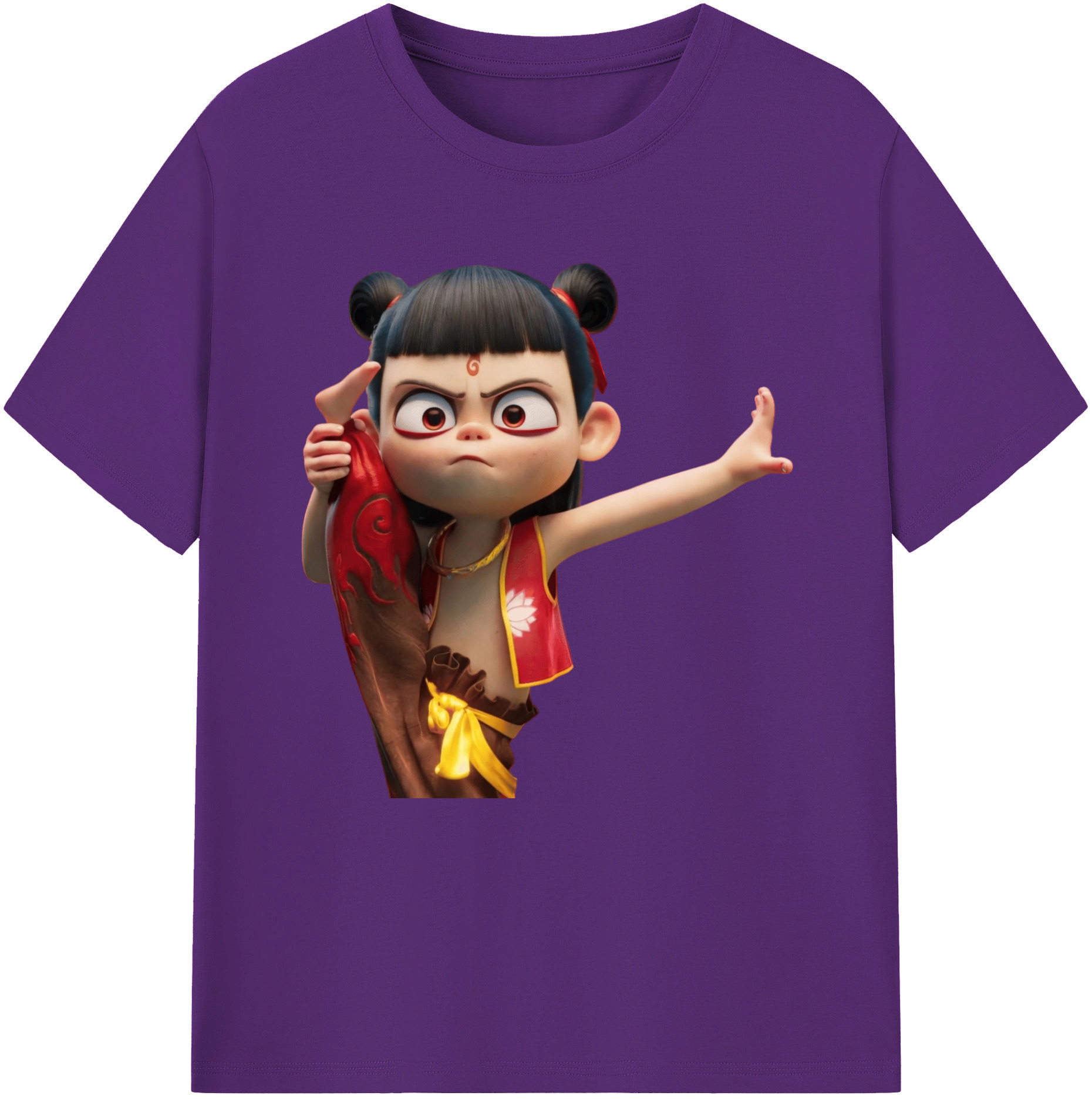 （画像用） Ne Zha 2 ナタ 魔童の大暴れ 綿100％半袖Tシャツ（フロントプリント）