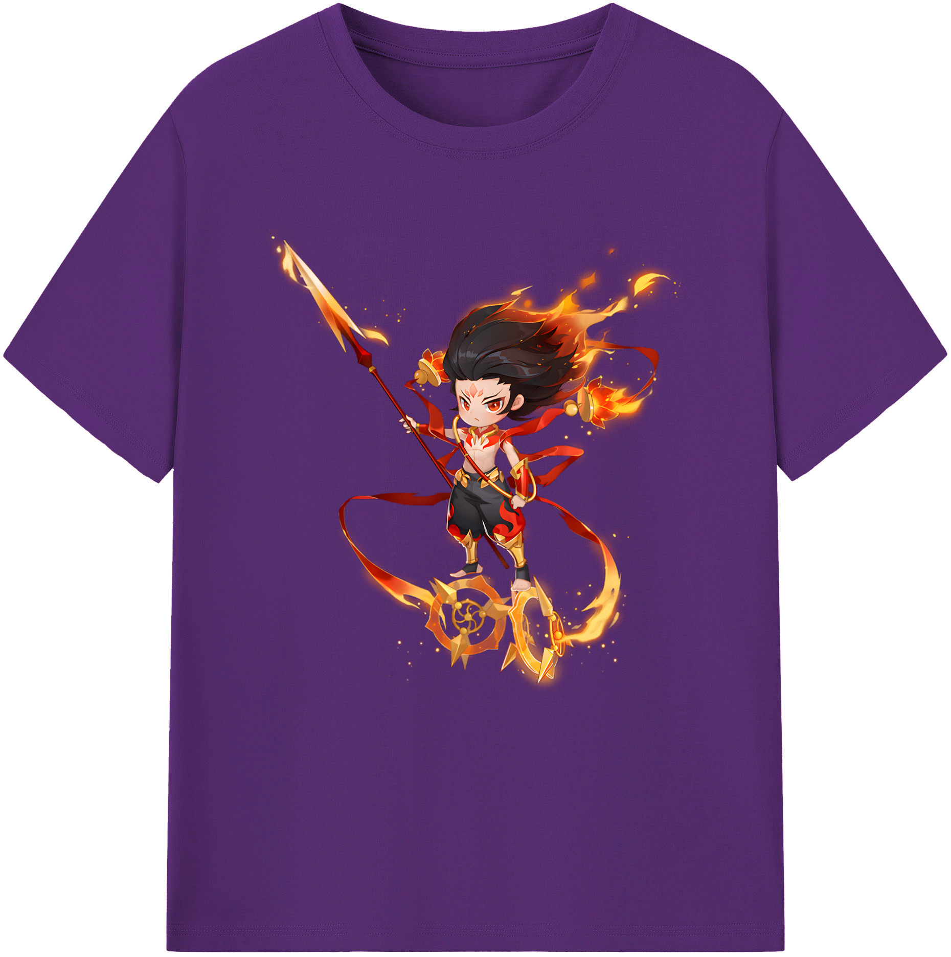 （画像用） Ne Zha 2 ナタ 魔童の大暴れ 綿100％半袖Tシャツ（フロントプリント）