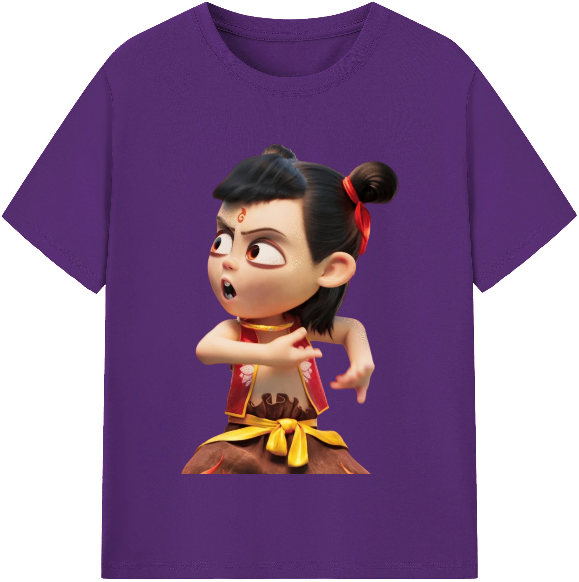 （画像用） Ne Zha 2 ナタ 魔童の大暴れ 綿100％半袖Tシャツ（フロントプリント）