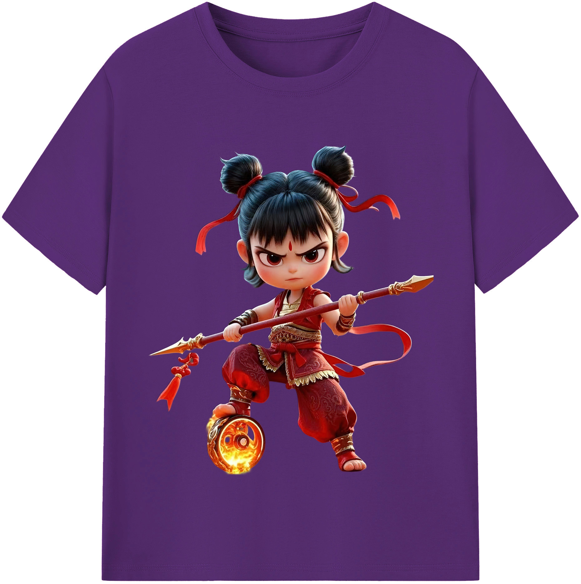 （画像用） Ne Zha 2 ナタ 魔童の大暴れ 綿100％半袖Tシャツ（フロントプリント）