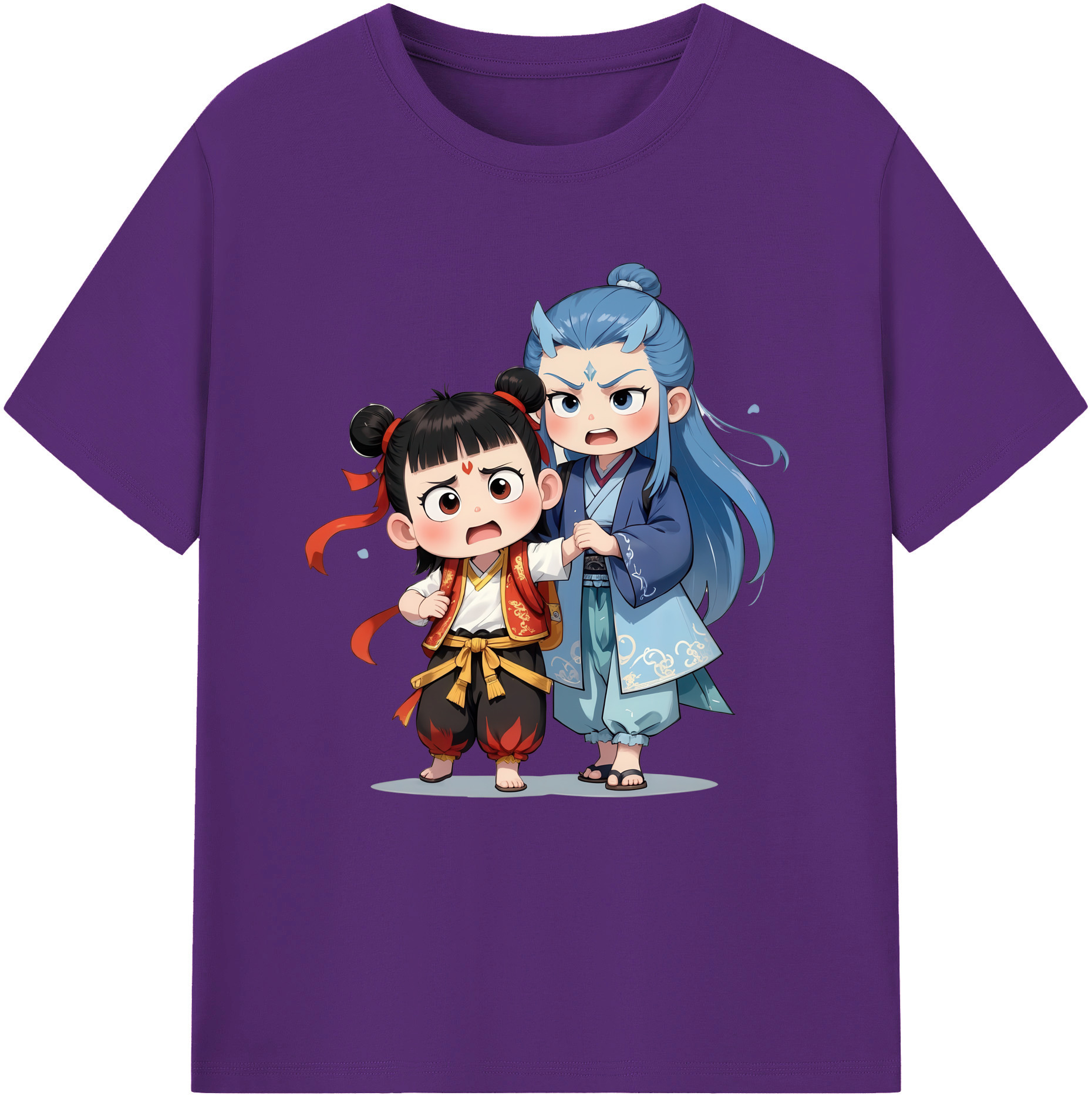 （画像用） Ne Zha 2 ナタ 魔童の大暴れ 綿100％半袖Tシャツ（フロントプリント）