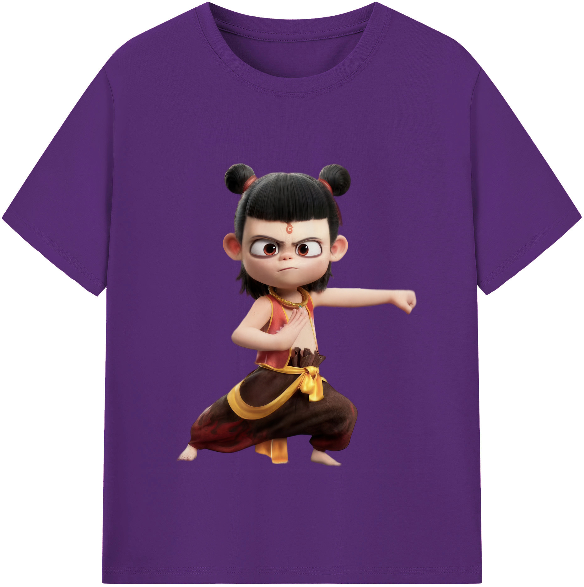 （画像用） Ne Zha 2 ナタ 魔童の大暴れ 綿100％半袖Tシャツ（フロントプリント）