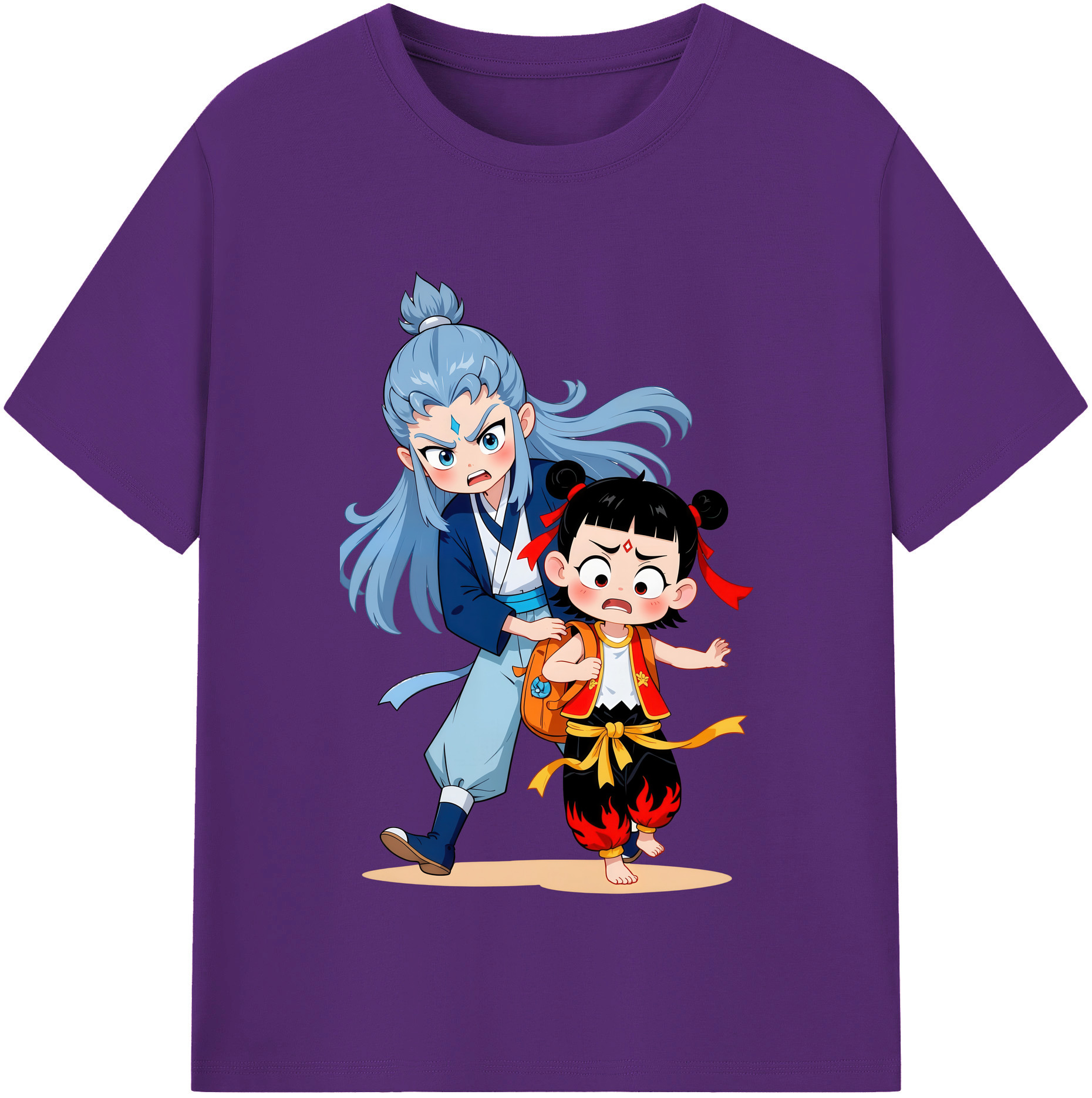 （画像用） Ne Zha 2 ナタ 魔童の大暴れ 綿100％半袖Tシャツ（フロントプリント）
