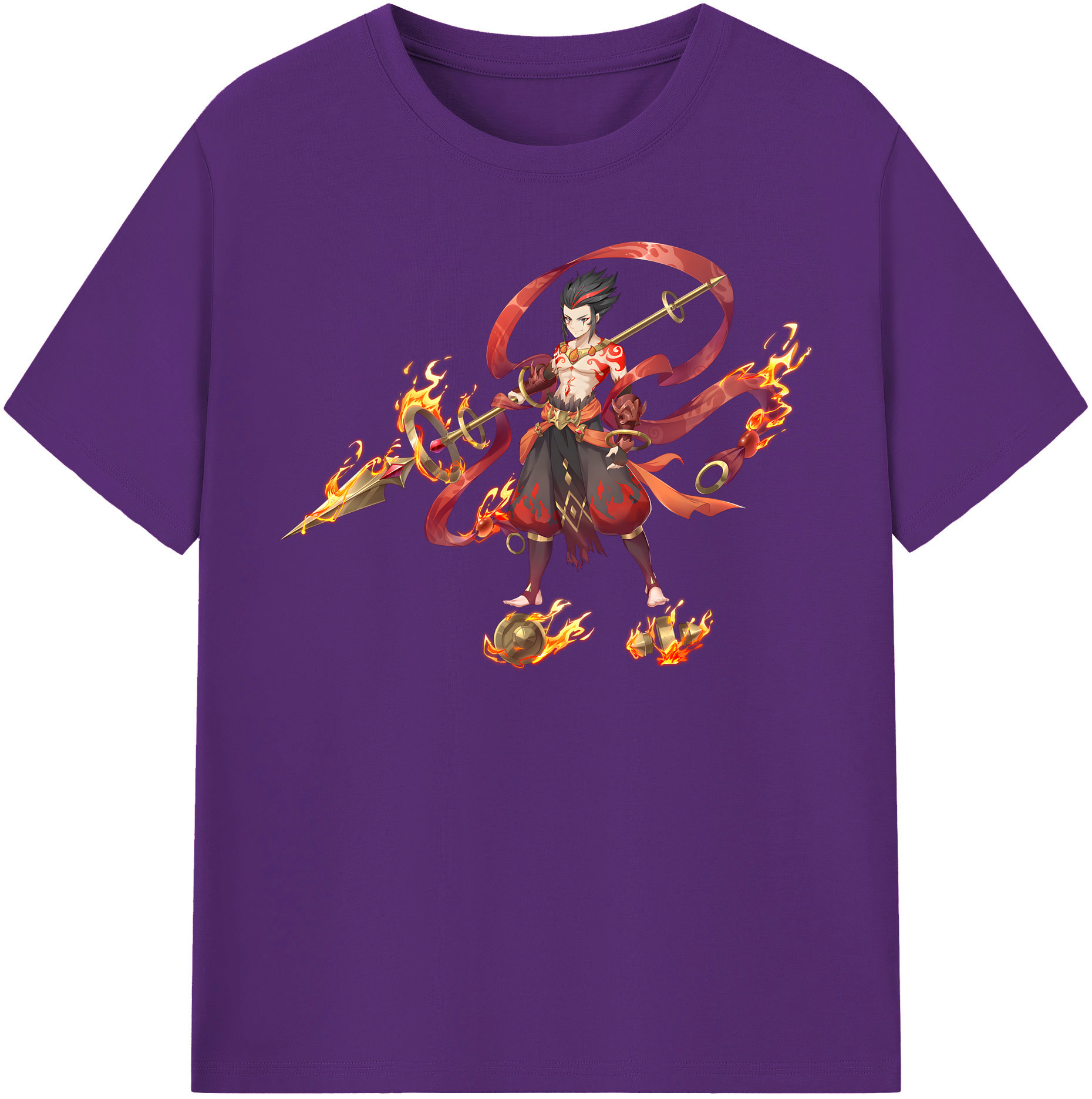 （画像用） Ne Zha 2 ナタ 魔童の大暴れ 綿100％半袖Tシャツ（フロントプリント）