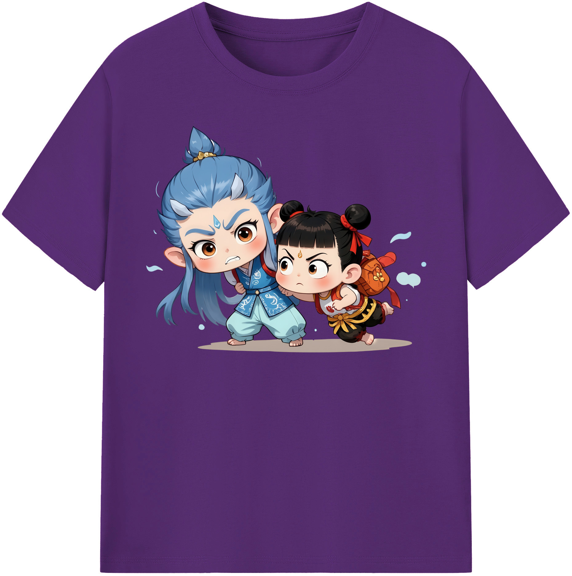 （画像用） Ne Zha 2 ナタ 魔童の大暴れ 綿100％半袖Tシャツ（フロントプリント）