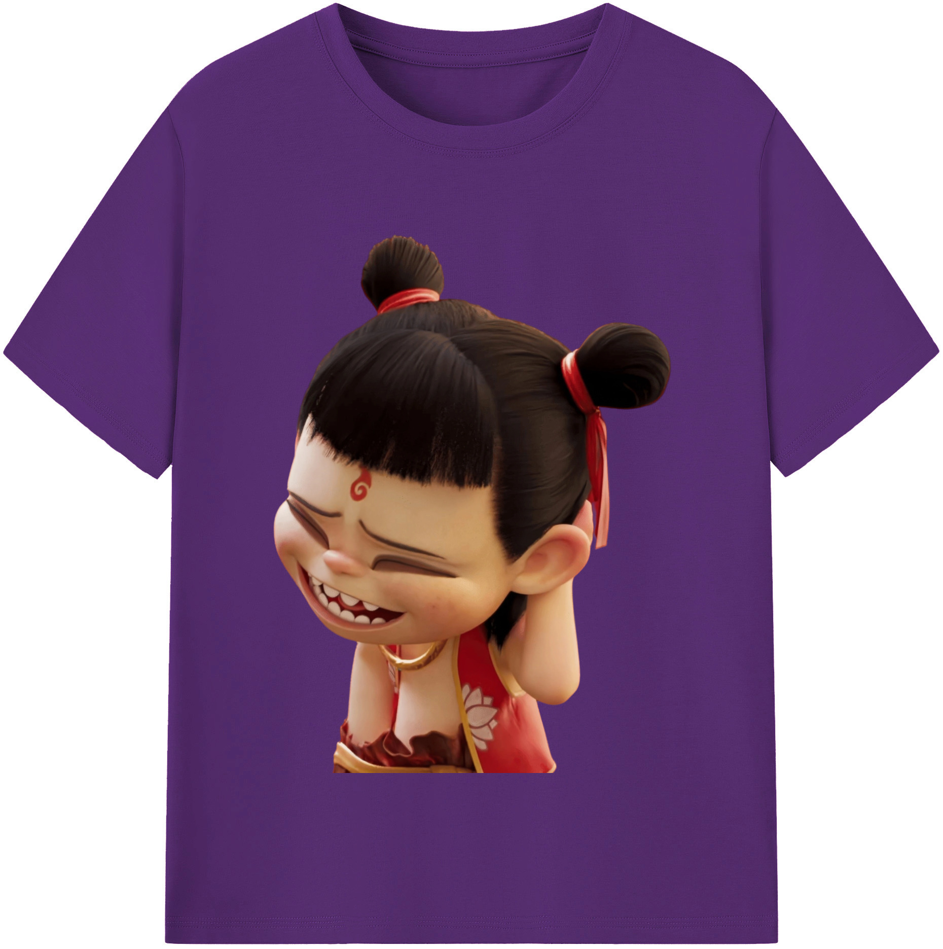 （画像用） Ne Zha 2 ナタ 魔童の大暴れ 綿100％半袖Tシャツ（フロントプリント）