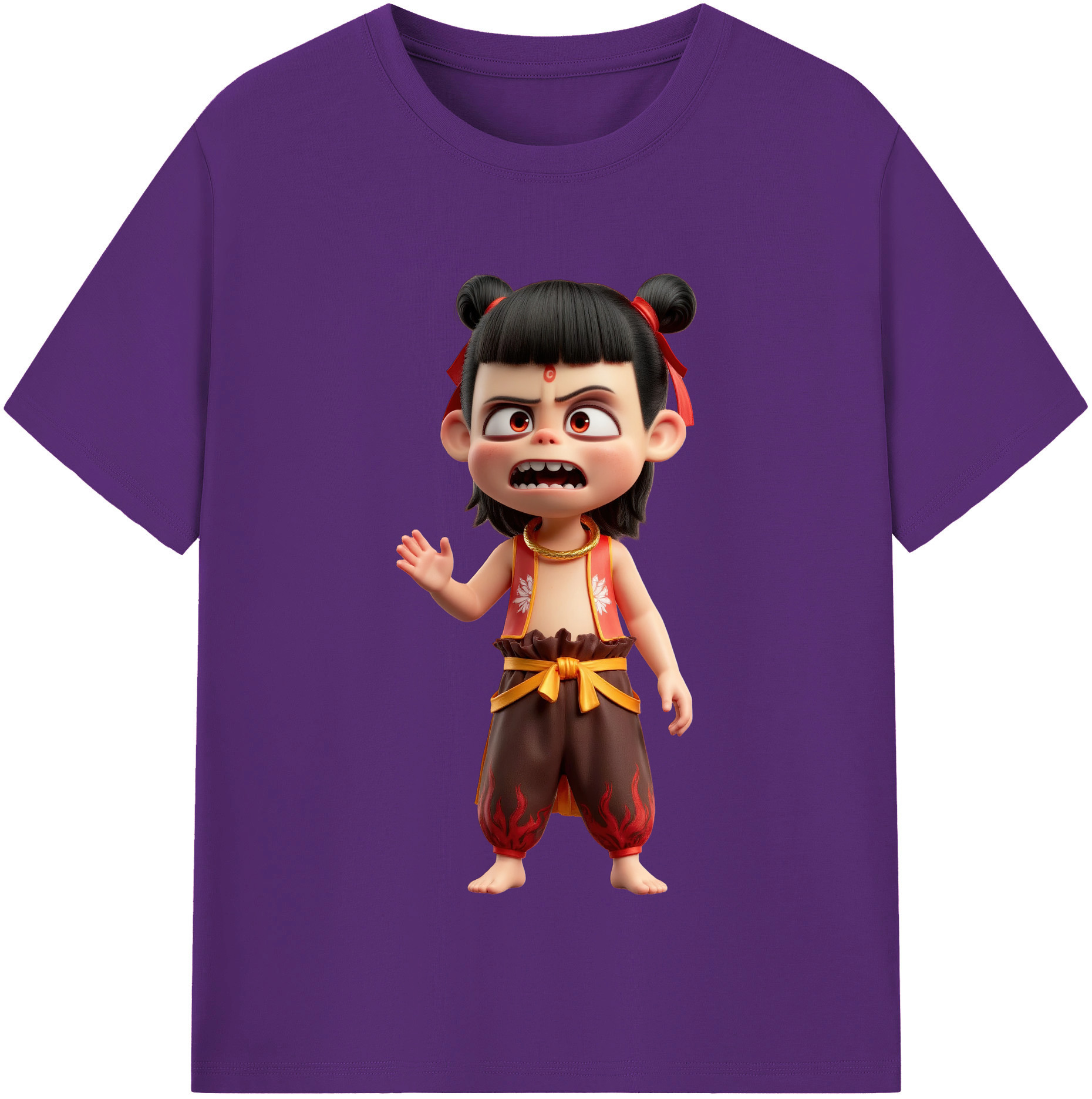 （画像用） Ne Zha 2 ナタ 魔童の大暴れ 綿100％半袖Tシャツ（フロントプリント）