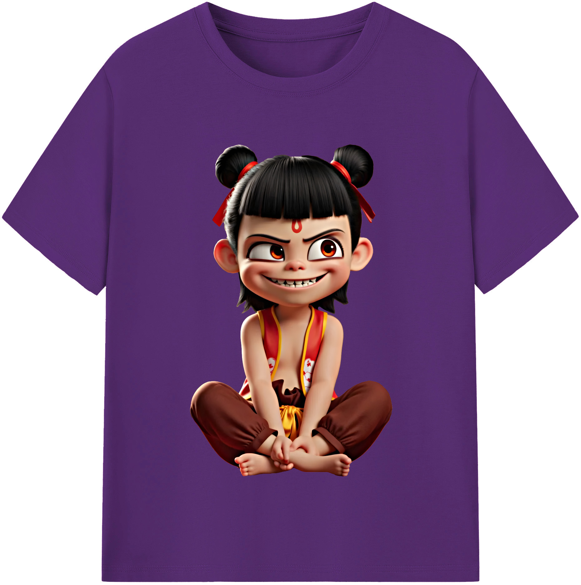 （画像用） Ne Zha 2 ナタ 魔童の大暴れ 綿100％半袖Tシャツ（フロントプリント）