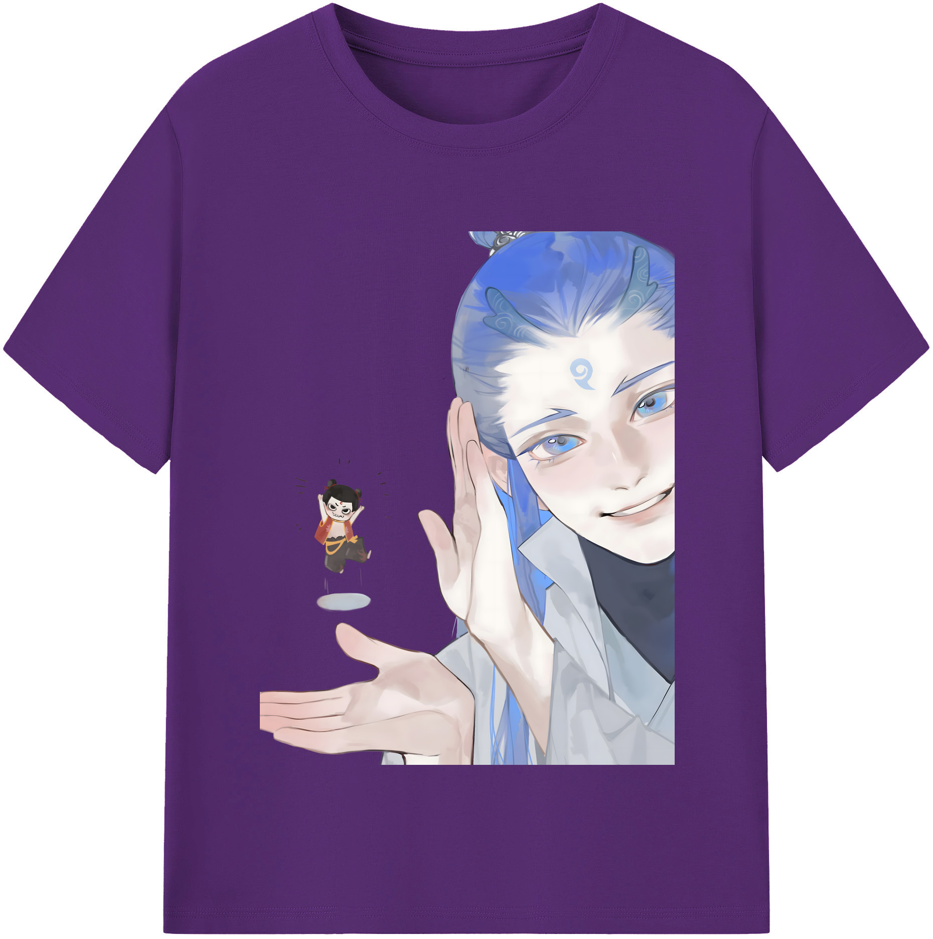 （画像用） Ne Zha 2 ナタ 魔童の大暴れ 綿100％半袖Tシャツ（フロントプリント）