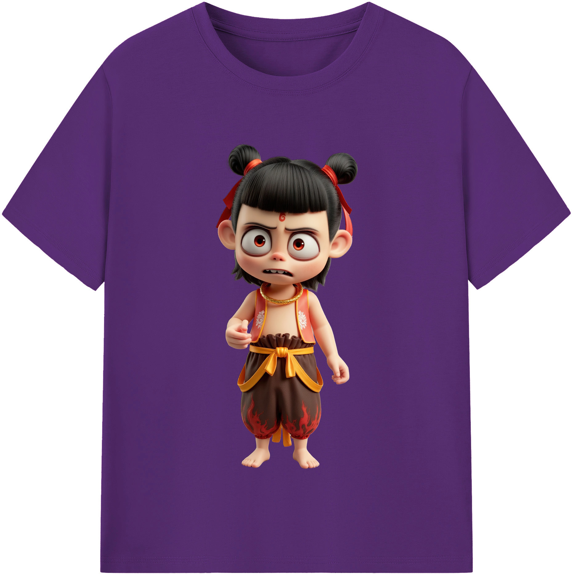 （画像用） Ne Zha 2 ナタ 魔童の大暴れ 綿100％半袖Tシャツ（フロントプリント）