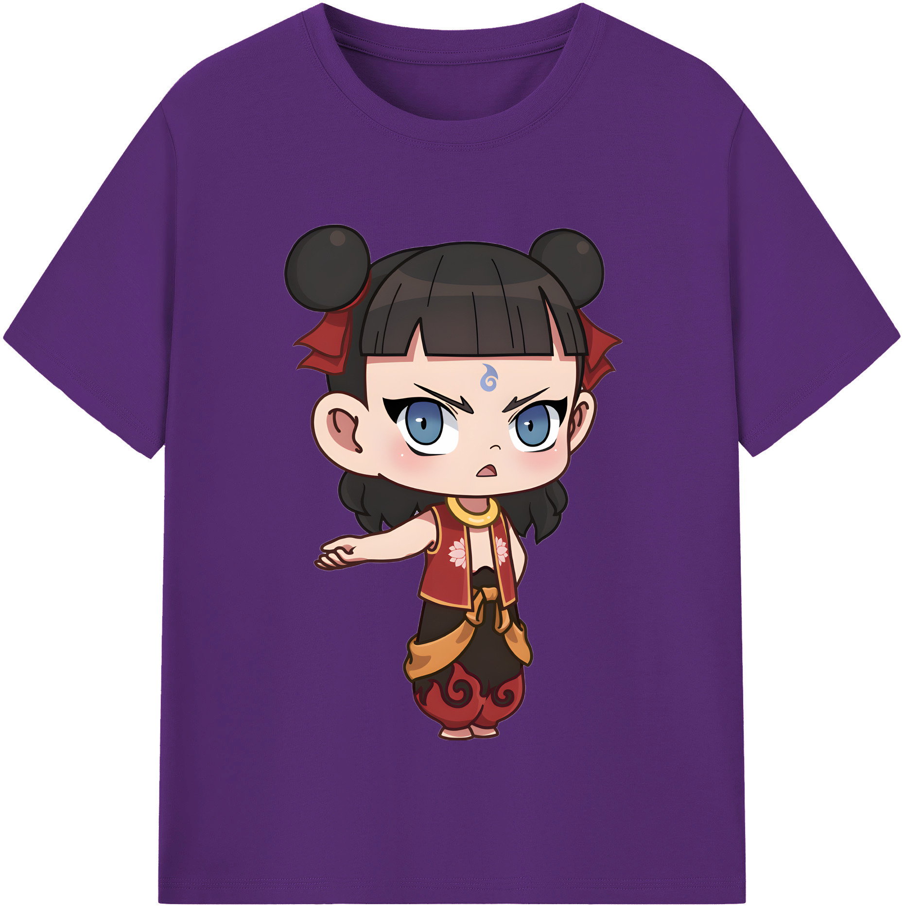 （画像用） Ne Zha 2 ナタ 魔童の大暴れ 綿100％半袖Tシャツ（フロントプリント）