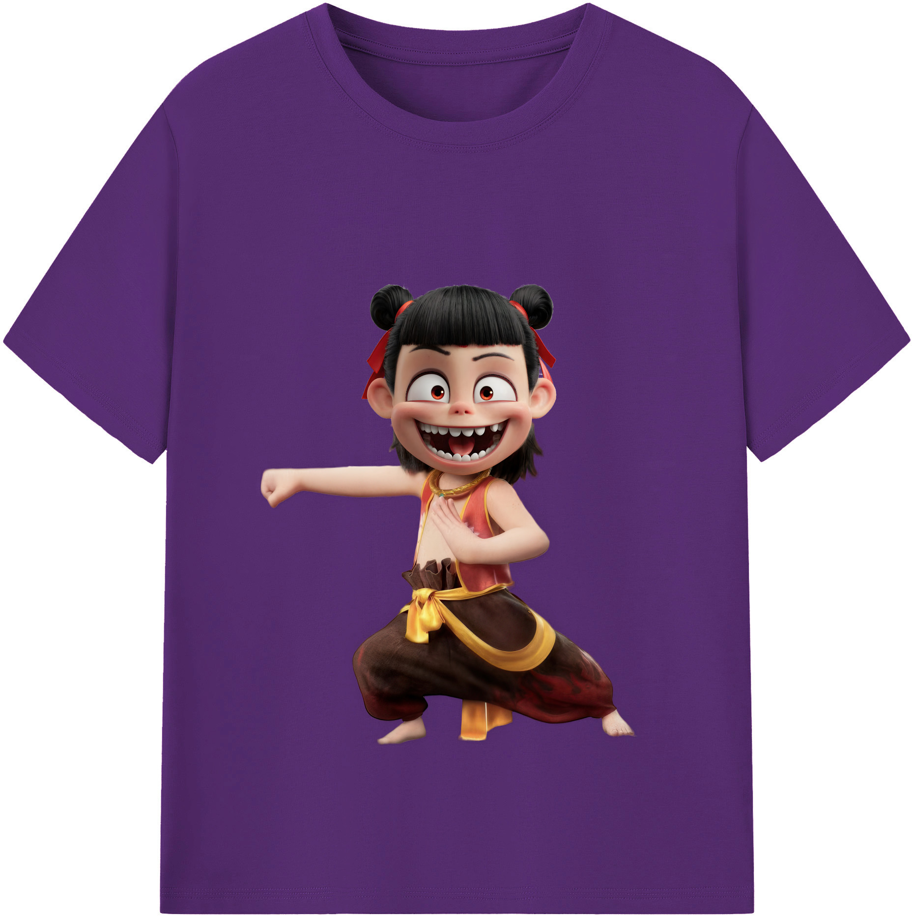 （画像用） Ne Zha 2 ナタ 魔童の大暴れ 綿100％半袖Tシャツ（フロントプリント）