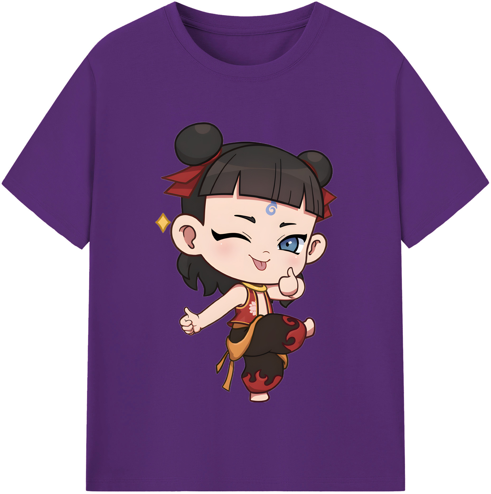 （画像用） Ne Zha 2 ナタ 魔童の大暴れ 綿100％半袖Tシャツ（フロントプリント）