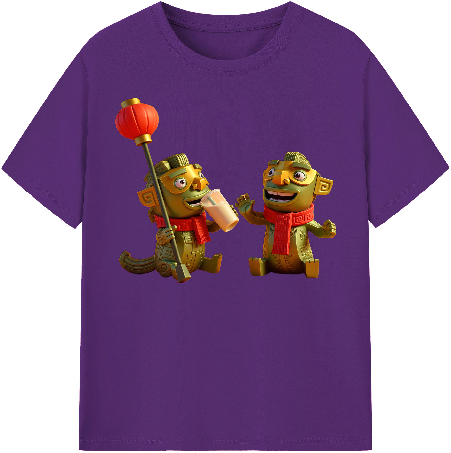 （画像用） Ne Zha 2 ナタ 魔童の大暴れ 綿100％半袖Tシャツ（フロントプリント）