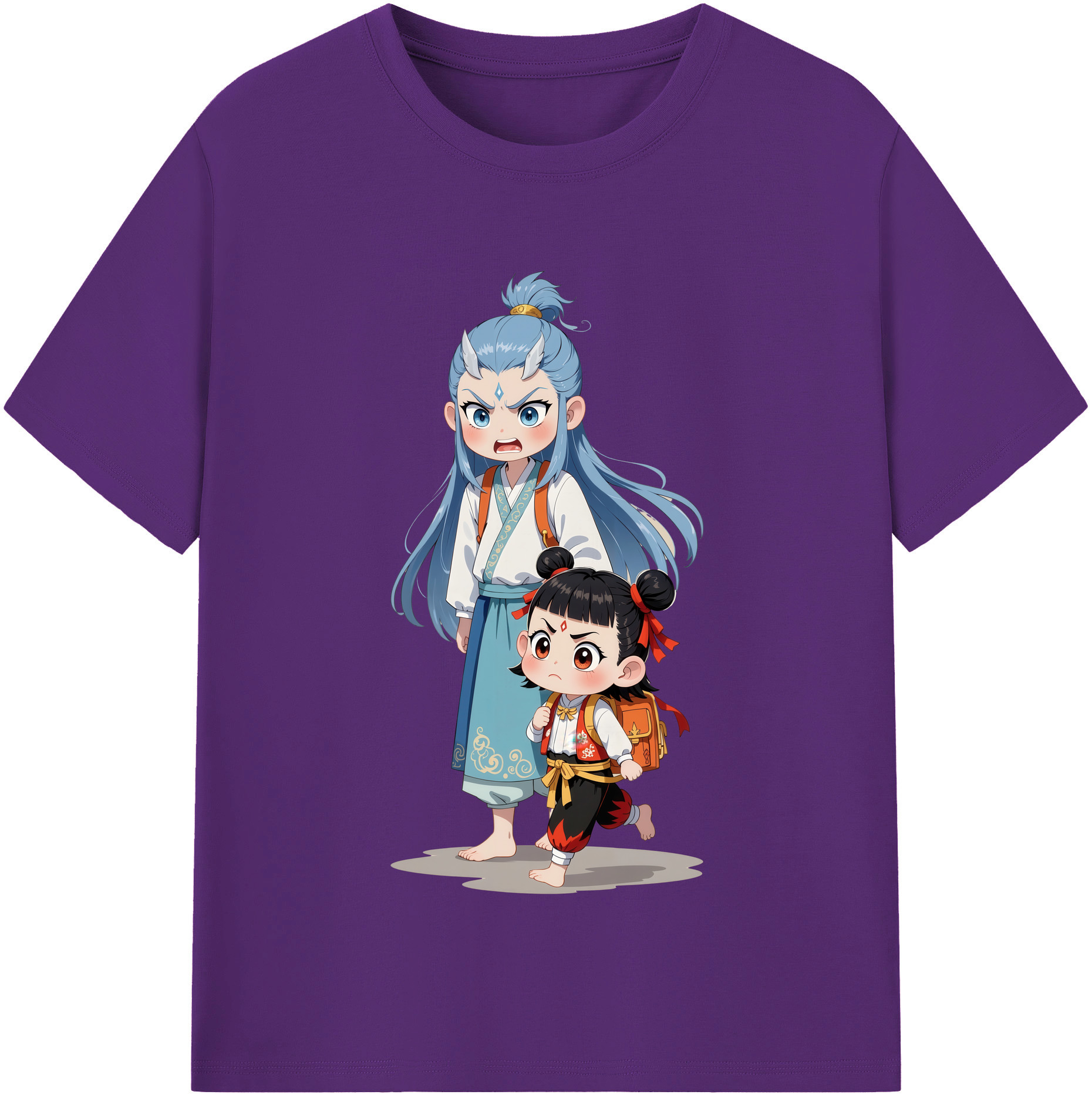 （画像用） Ne Zha 2 ナタ 魔童の大暴れ 綿100％半袖Tシャツ（フロントプリント）