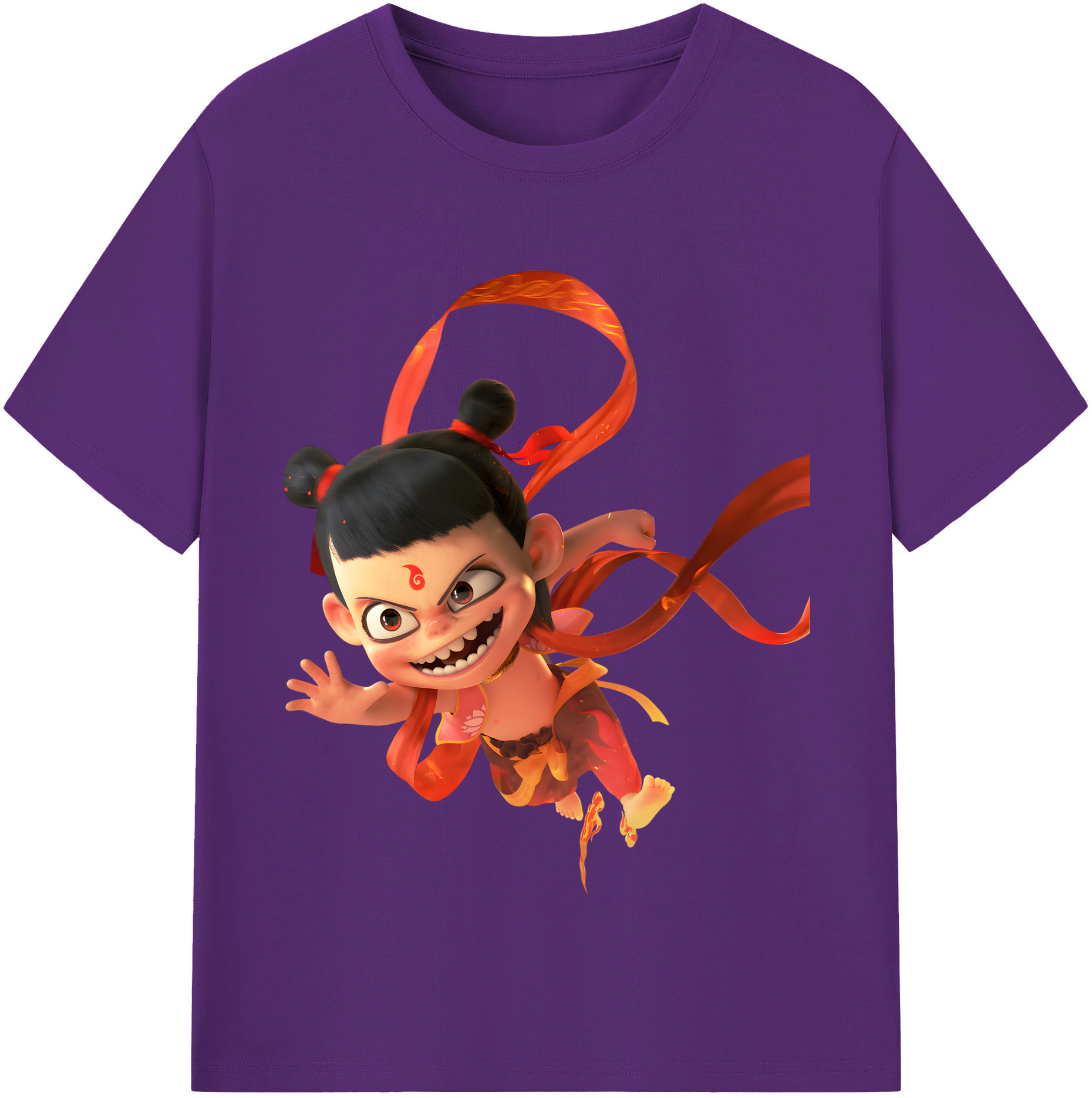 （画像用） Ne Zha 2 ナタ 魔童の大暴れ 綿100％半袖Tシャツ（フロントプリント）