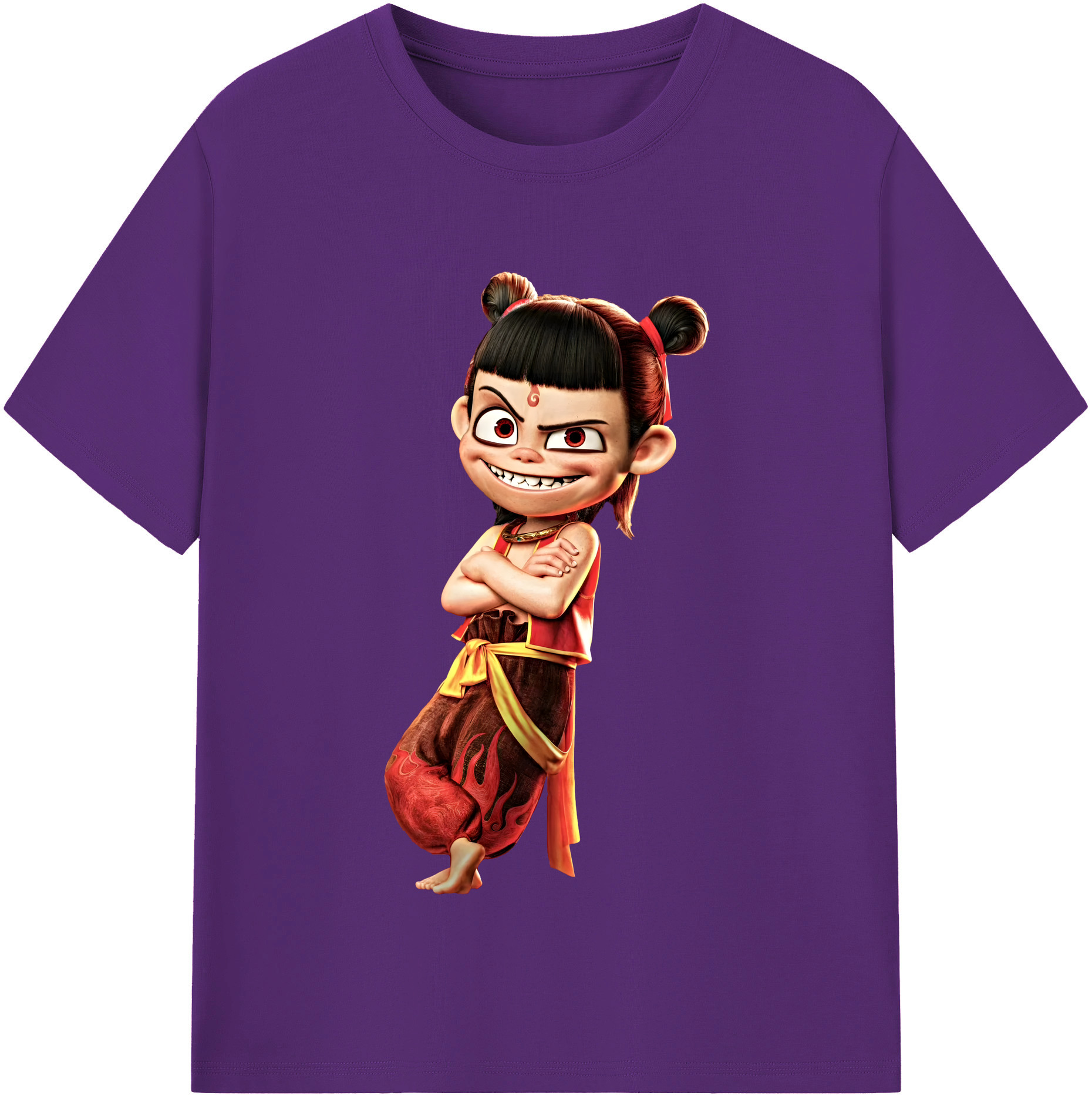 （画像用） Ne Zha 2 ナタ 魔童の大暴れ 綿100％半袖Tシャツ（フロントプリント）