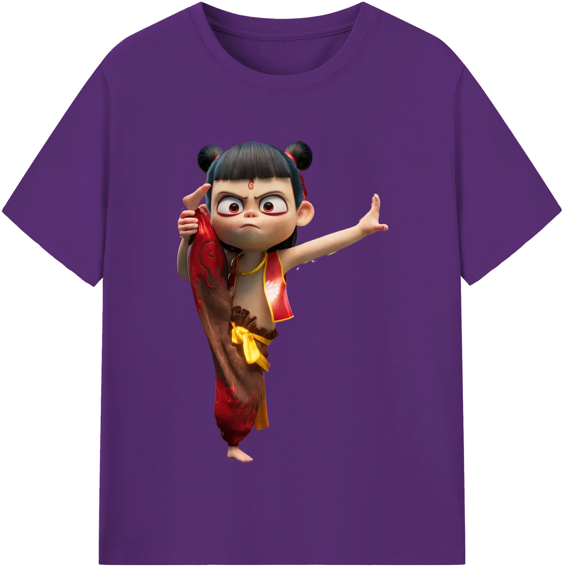 （画像用） Ne Zha 2 ナタ 魔童の大暴れ 綿100％半袖Tシャツ（フロントプリント）