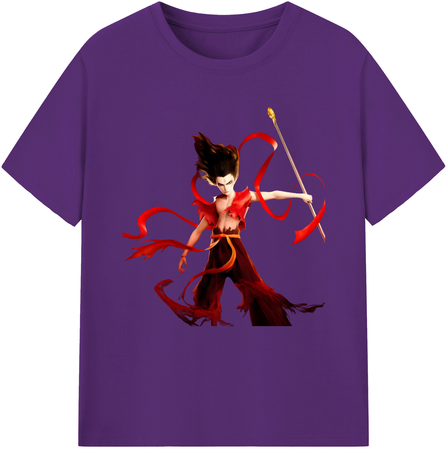 （画像用） Ne Zha 2 ナタ 魔童の大暴れ 綿100％半袖Tシャツ（フロントプリント）