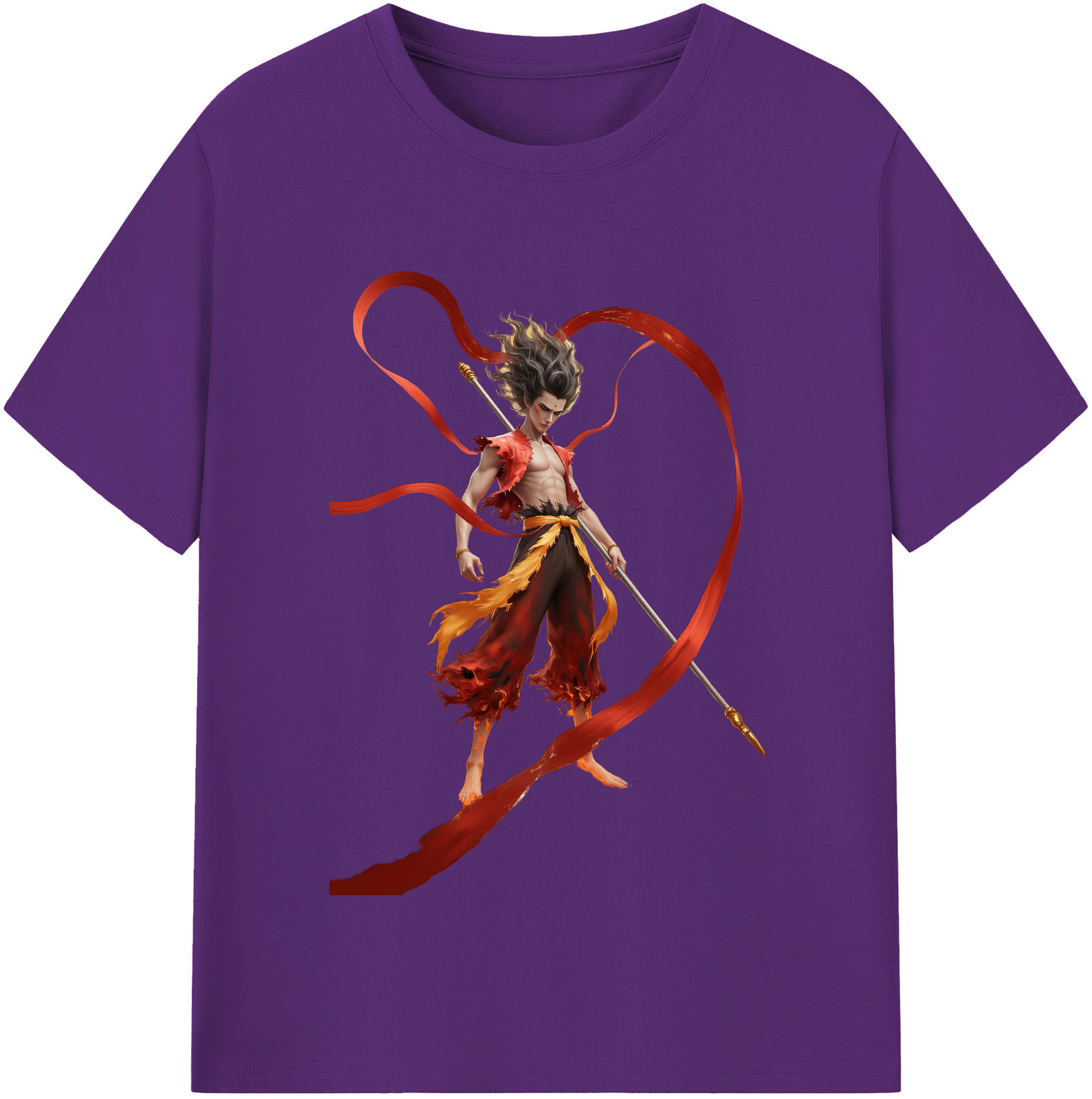 （画像用） Ne Zha 2 ナタ 魔童の大暴れ 綿100％半袖Tシャツ（フロントプリント）
