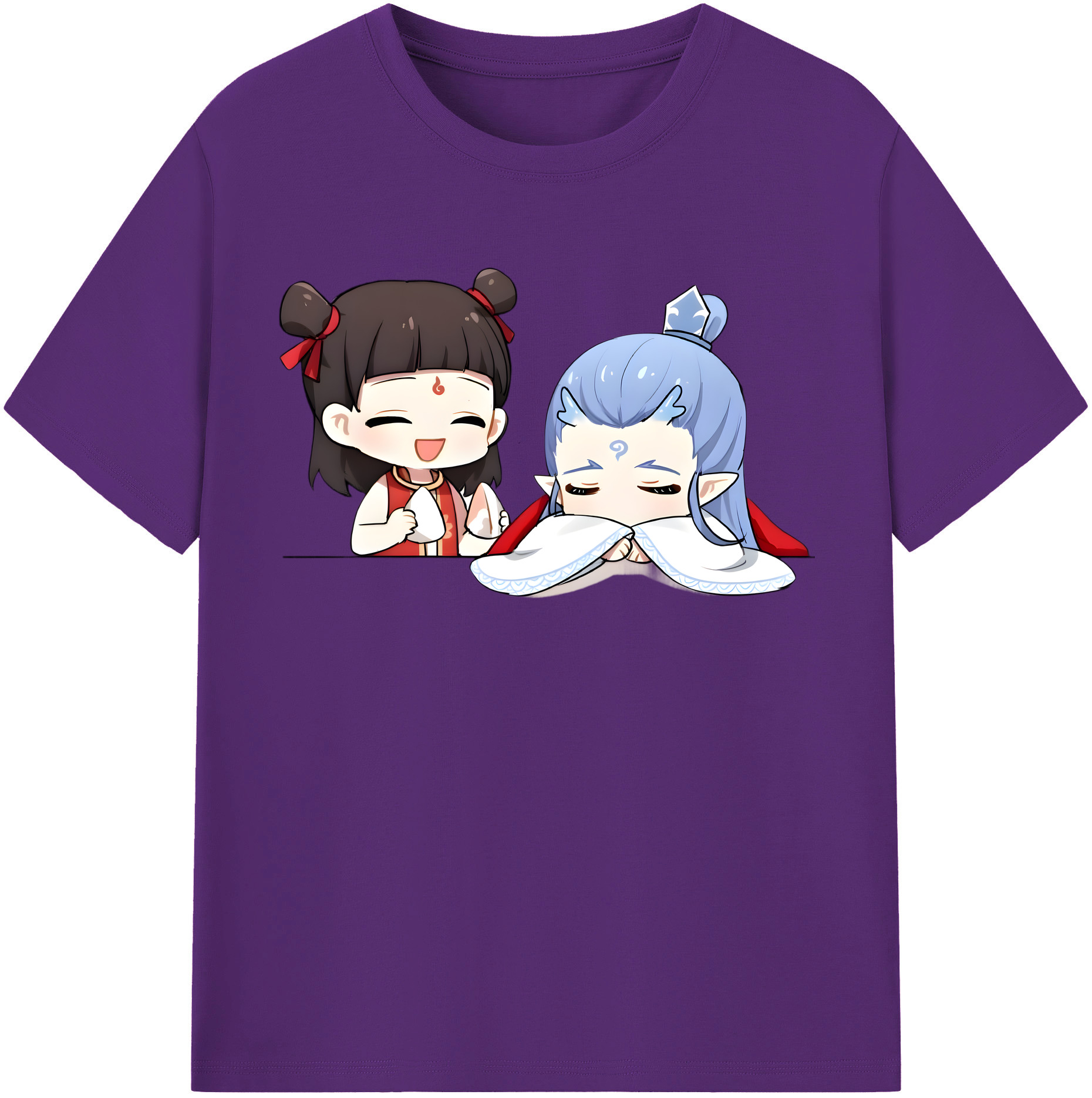 （画像用） Ne Zha 2 ナタ 魔童の大暴れ 綿100％半袖Tシャツ（フロントプリント）