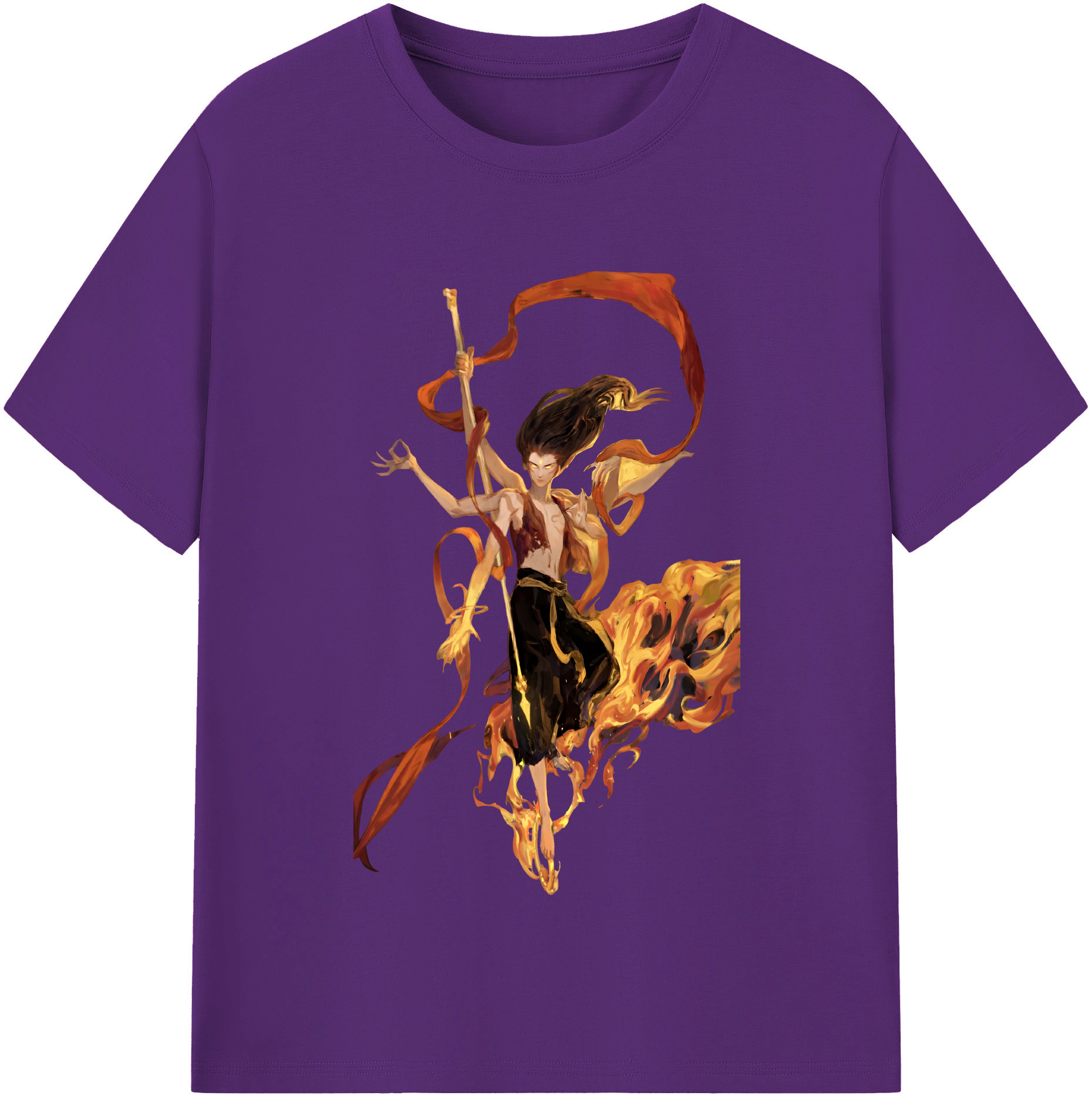 （画像用） Ne Zha 2 ナタ 魔童の大暴れ 綿100％半袖Tシャツ（フロントプリント）
