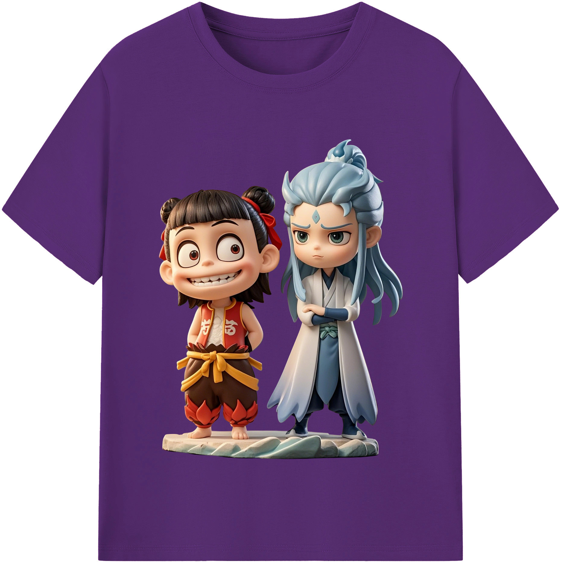 （画像用） Ne Zha 2 ナタ 魔童の大暴れ 綿100％半袖Tシャツ（フロントプリント）