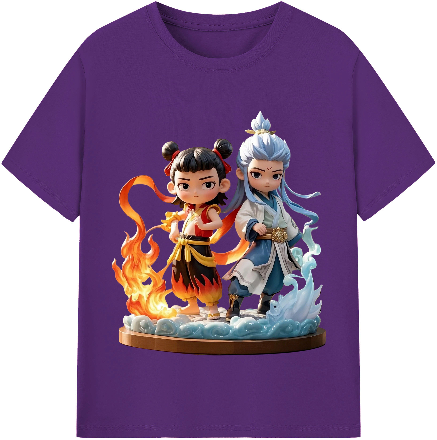 （画像用） Ne Zha 2 ナタ 魔童の大暴れ 綿100％半袖Tシャツ（フロントプリント）