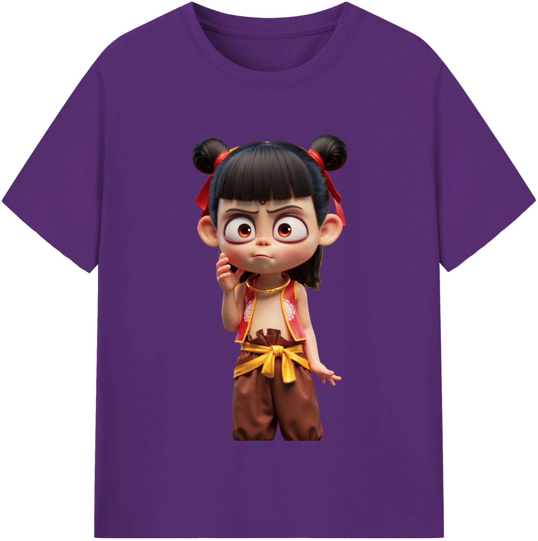 （画像用） Ne Zha 2 ナタ 魔童の大暴れ 綿100％半袖Tシャツ（フロントプリント）
