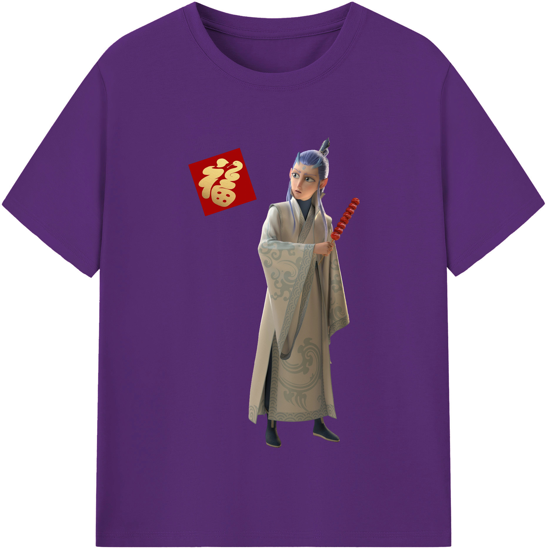 （画像用） Ne Zha 2 ナタ 魔童の大暴れ 綿100％半袖Tシャツ（フロントプリント）