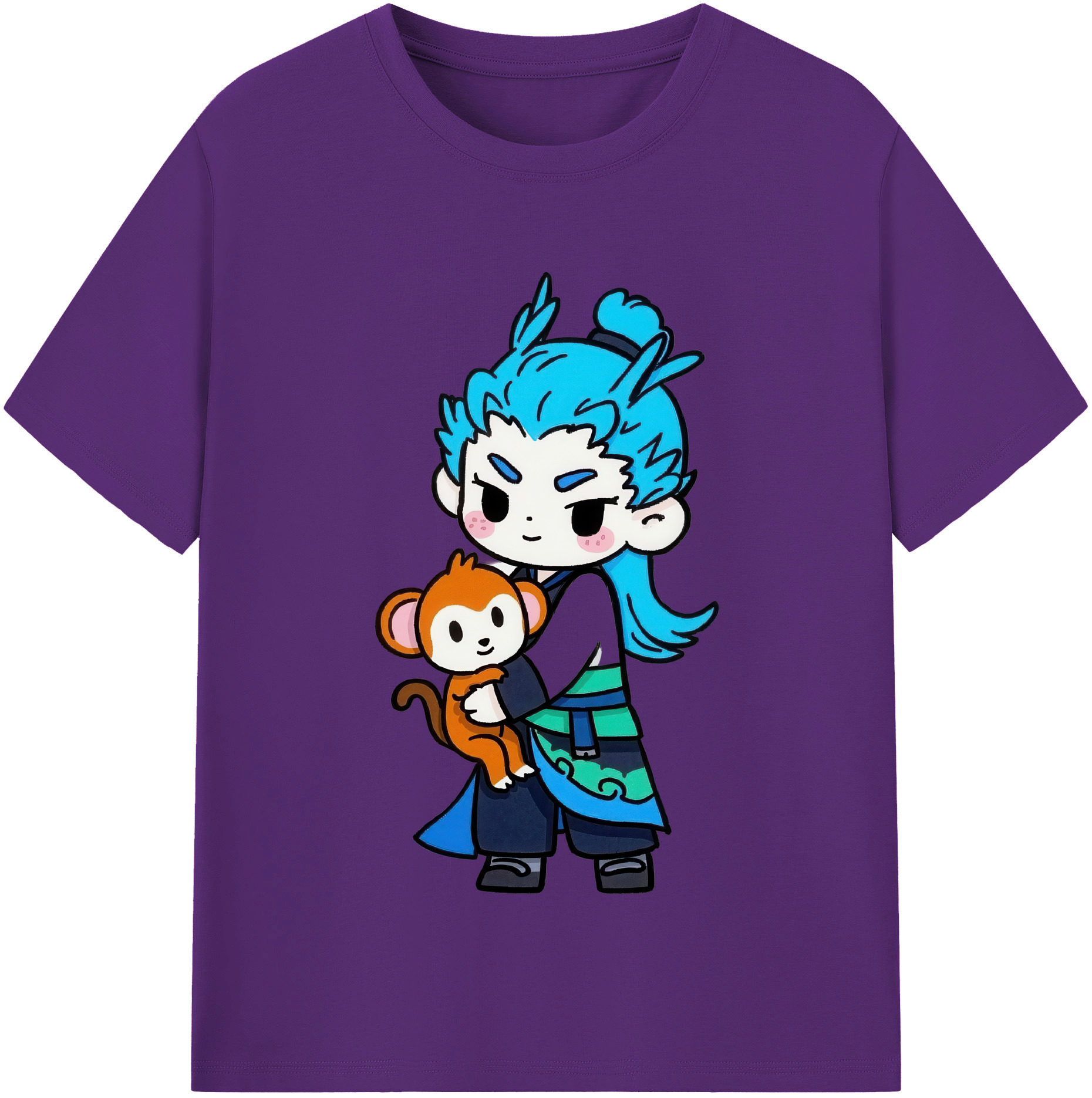 （画像用） Ne Zha 2 ナタ 魔童の大暴れ 綿100％半袖Tシャツ（フロントプリント）
