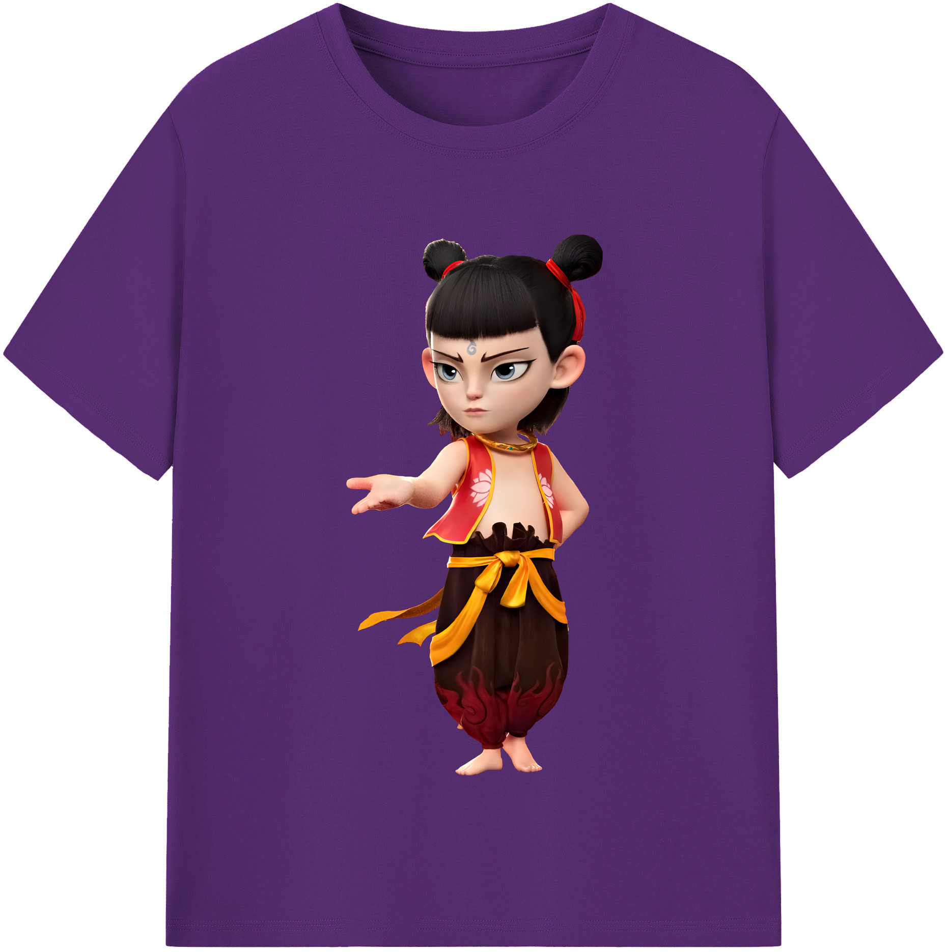 （画像用） Ne Zha 2 ナタ 魔童の大暴れ 綿100％半袖Tシャツ（フロントプリント）