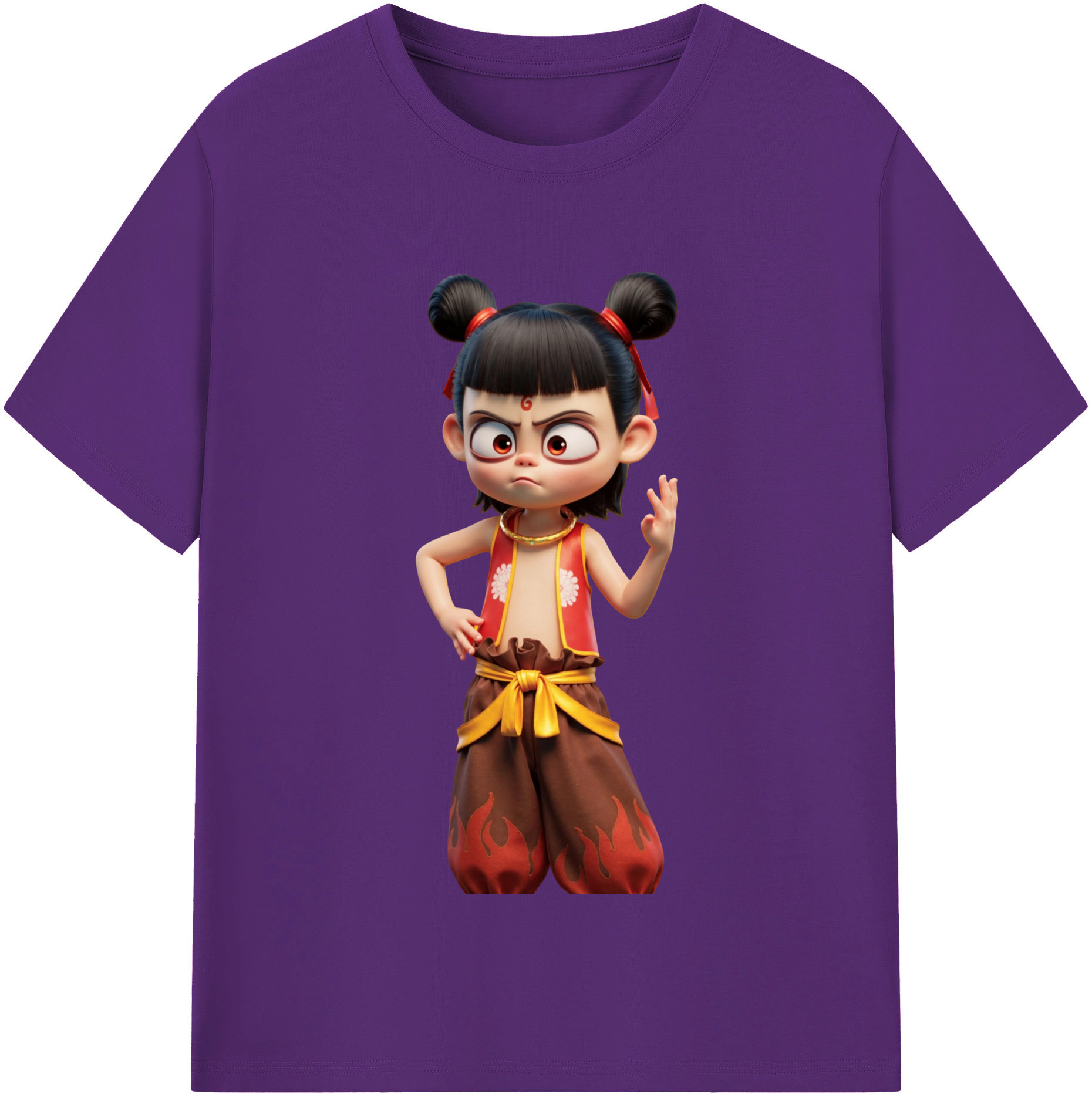（画像用） Ne Zha 2 ナタ 魔童の大暴れ 綿100％半袖Tシャツ（フロントプリント）