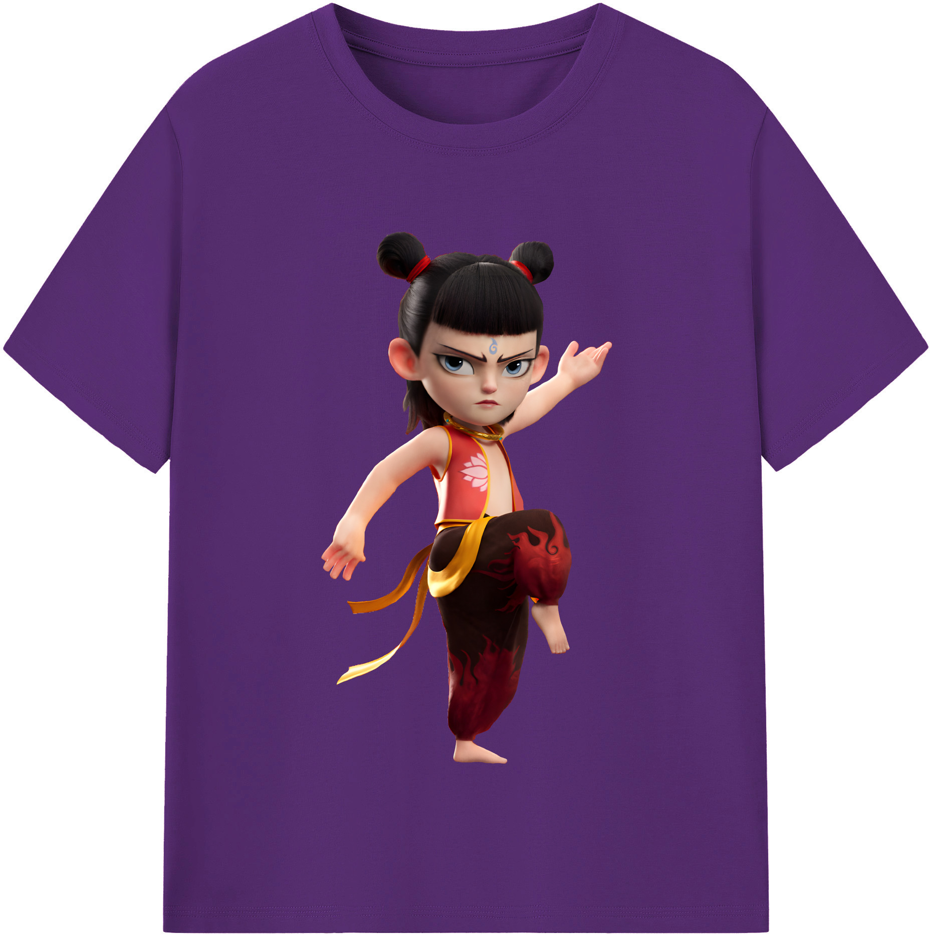 （画像用） Ne Zha 2 ナタ 魔童の大暴れ 綿100％半袖Tシャツ（フロントプリント）