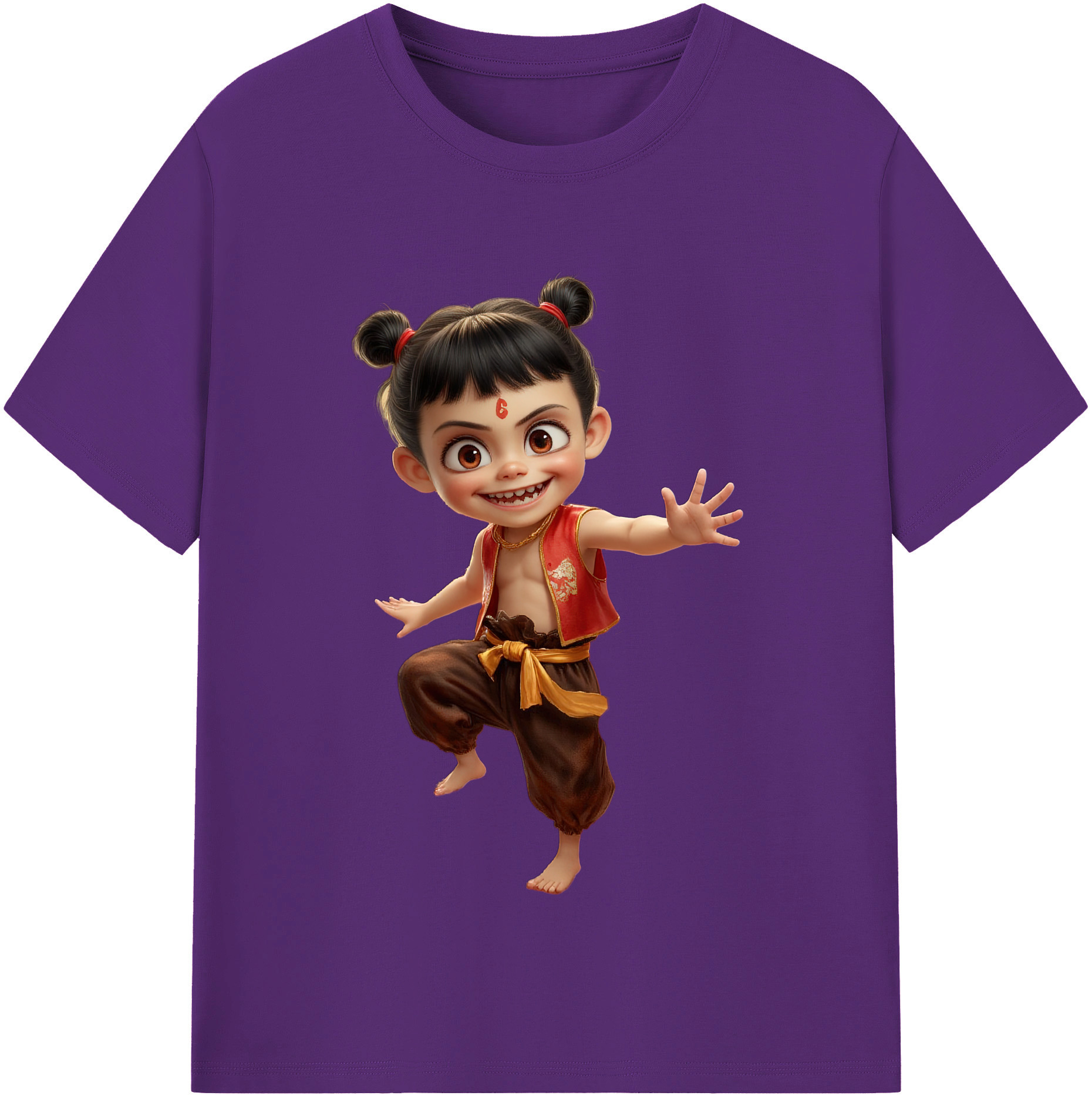 （画像用） Ne Zha 2 ナタ 魔童の大暴れ 綿100％半袖Tシャツ（フロントプリント）