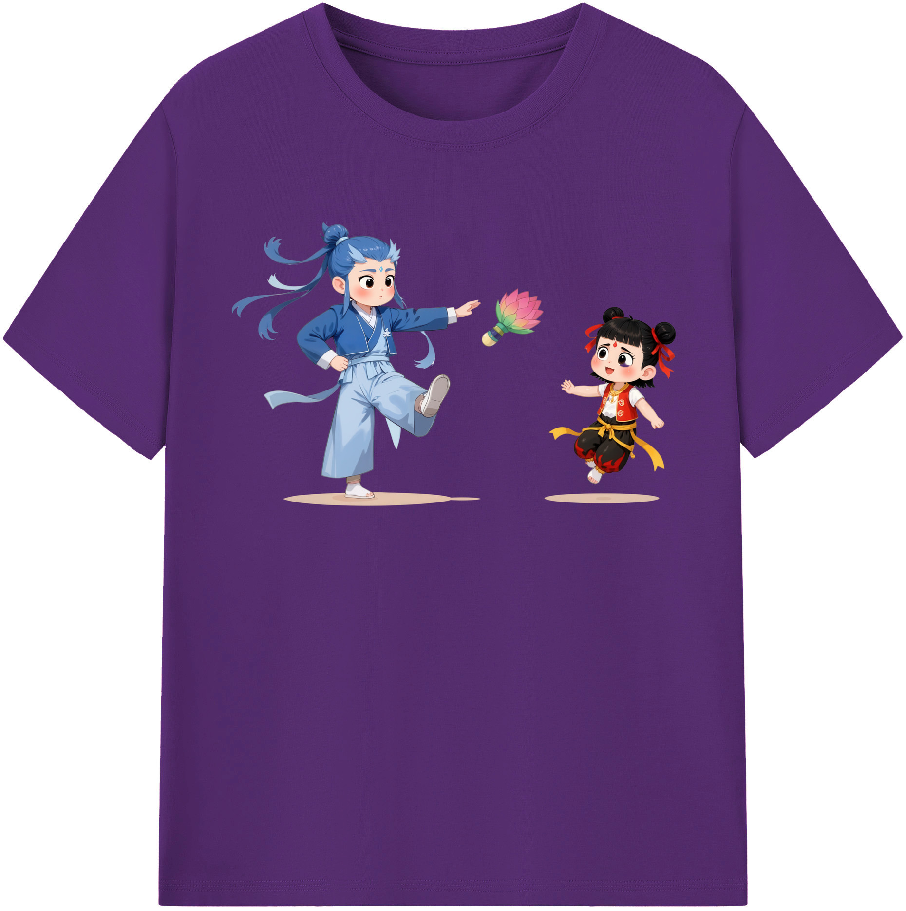（画像用） Ne Zha 2 ナタ 魔童の大暴れ 綿100％半袖Tシャツ（フロントプリント）