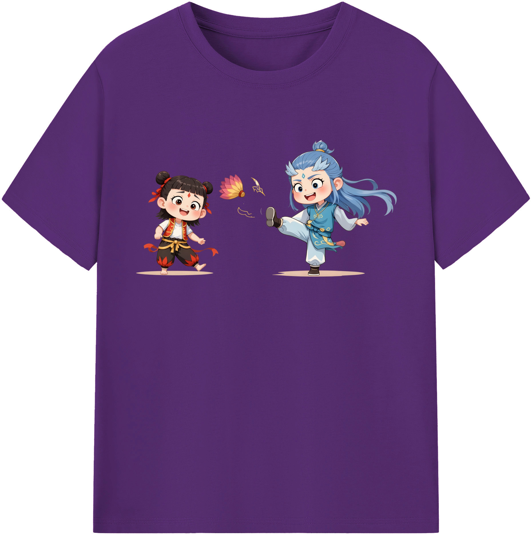 （画像用） Ne Zha 2 ナタ 魔童の大暴れ 綿100％半袖Tシャツ（フロントプリント）