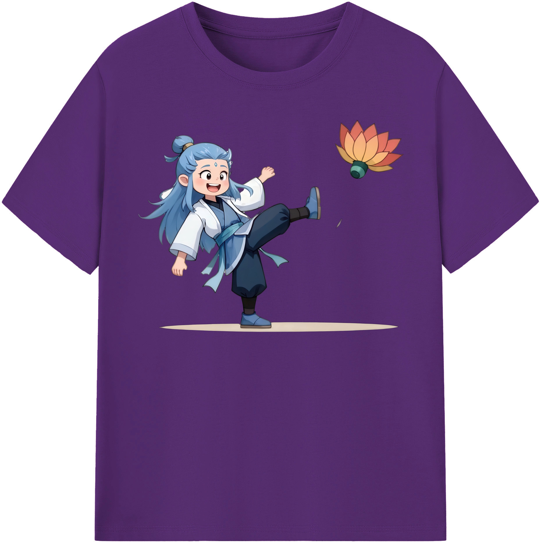 （画像用） Ne Zha 2 ナタ 魔童の大暴れ 綿100％半袖Tシャツ（フロントプリント）