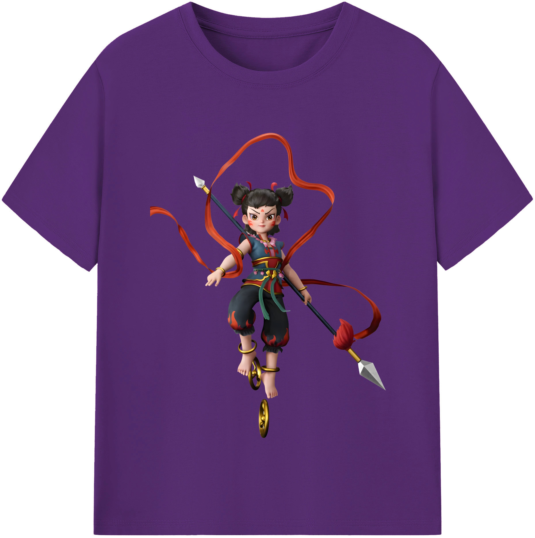 （画像用） Ne Zha 2 ナタ 魔童の大暴れ 綿100％半袖Tシャツ（フロントプリント）