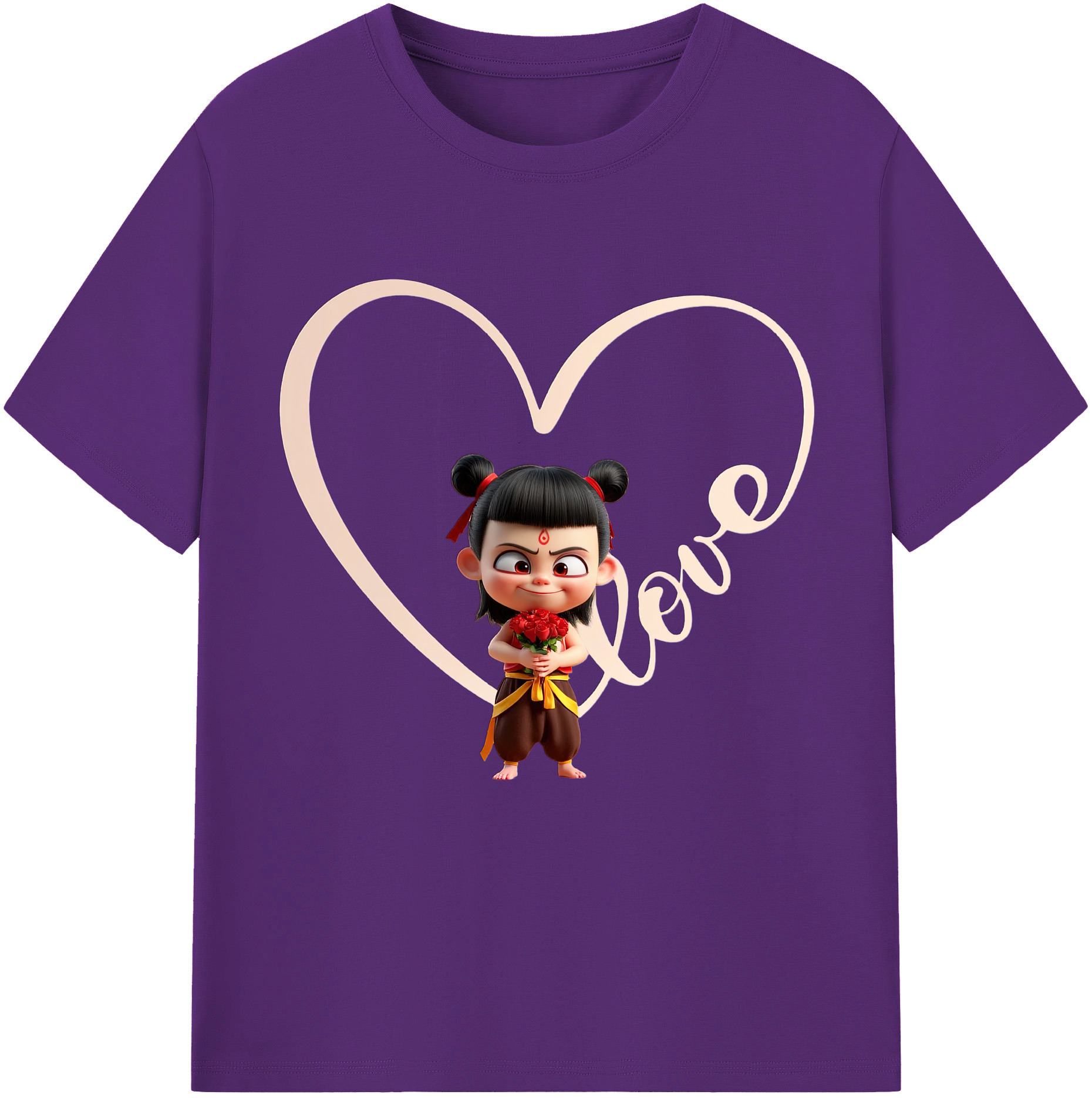 （画像用） Ne Zha 2 ナタ 魔童の大暴れ 綿100％半袖Tシャツ（フロントプリント）